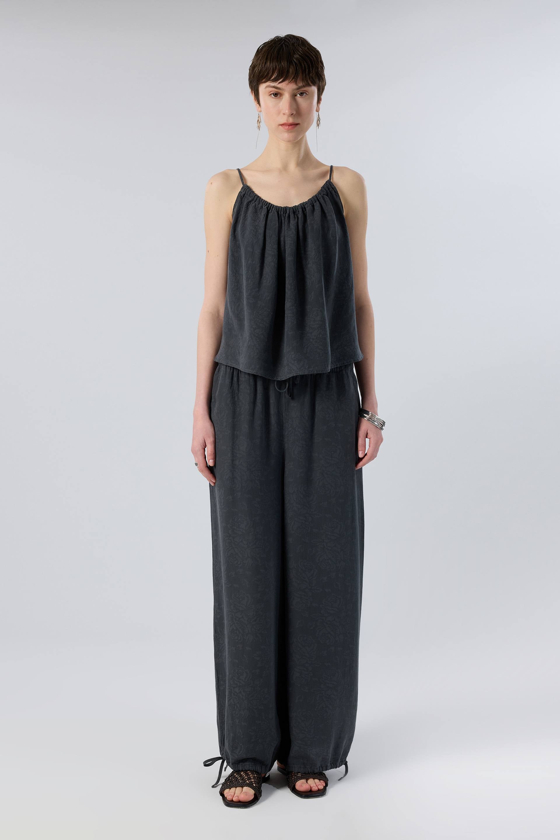 Luma dokulu Tencel bluz - Antrasit kadın bluz #renk_Antrasit