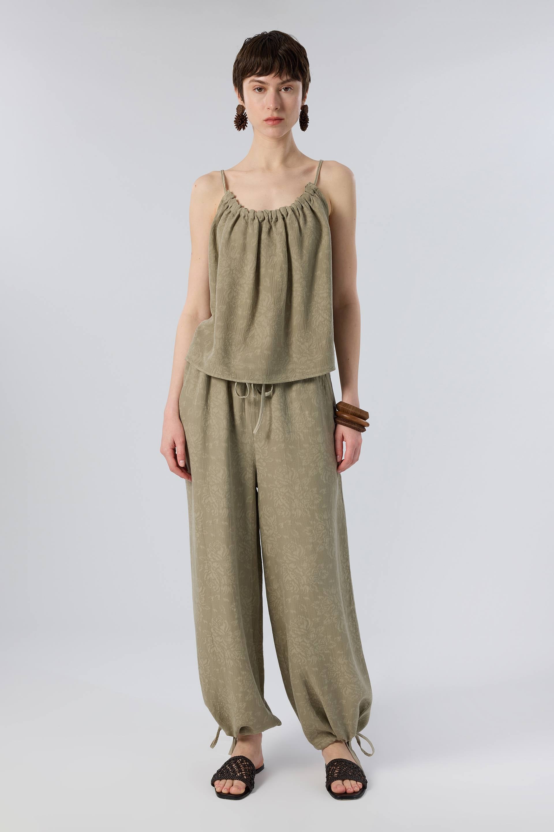 Luma dokulu Tencel bluz - olive yeşili kadın bluz #renk_Olive