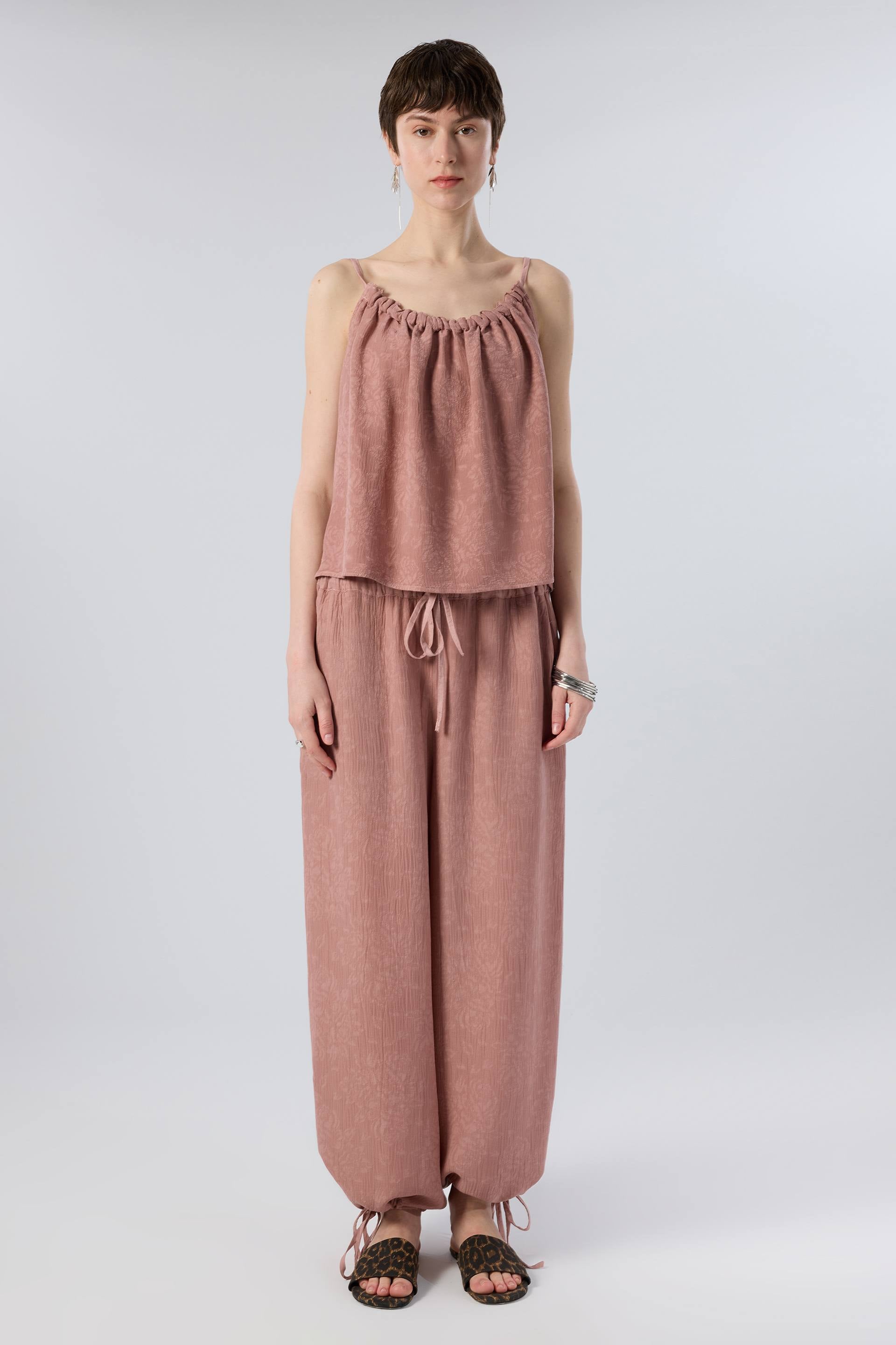 Luma Dokulu Tencel Askılı Bluz - Rose Kadın Bluz #renk_Rose