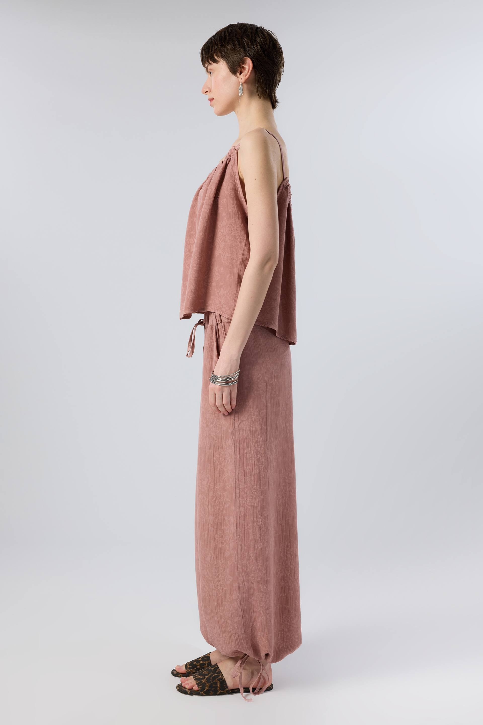 Luma Dokulu Tencel Askılı Bluz - Rose Kadın Bluz #renk_Rose