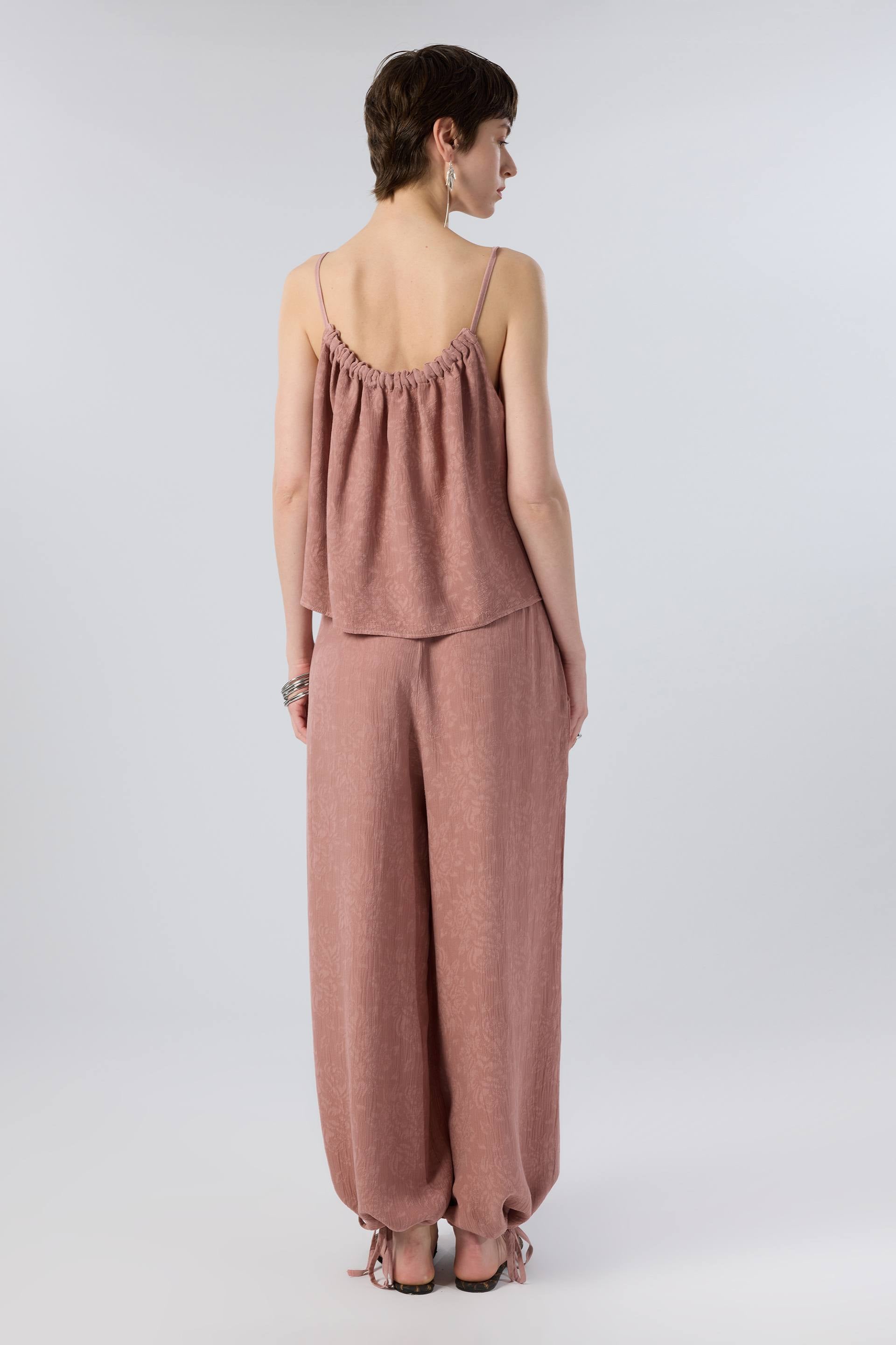 Luma Dokulu Tencel Askılı Bluz - Rose Kadın Bluz #renk_Rose