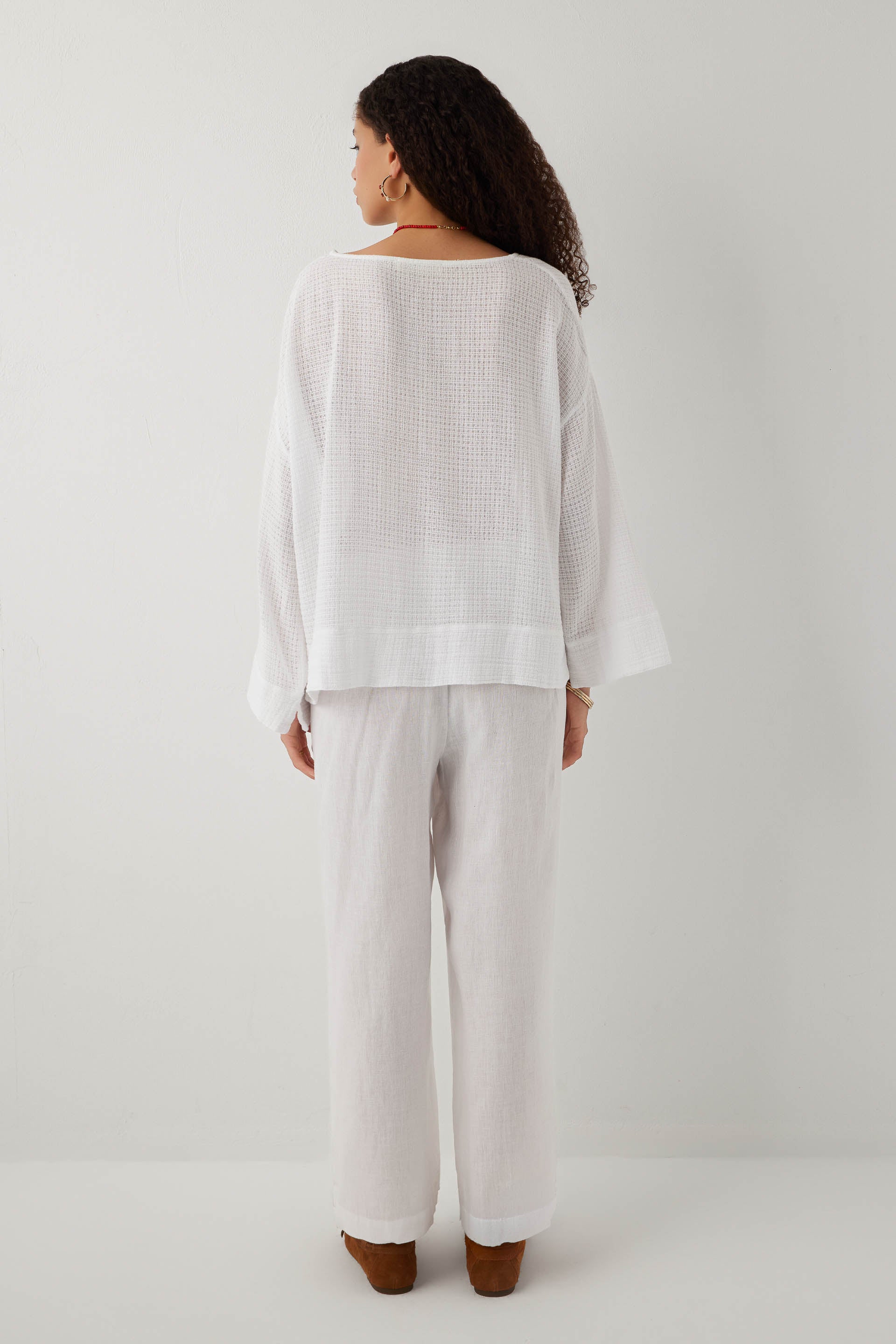 Ease Kimono Kollu Kadın Bluz #renk_Beyaz