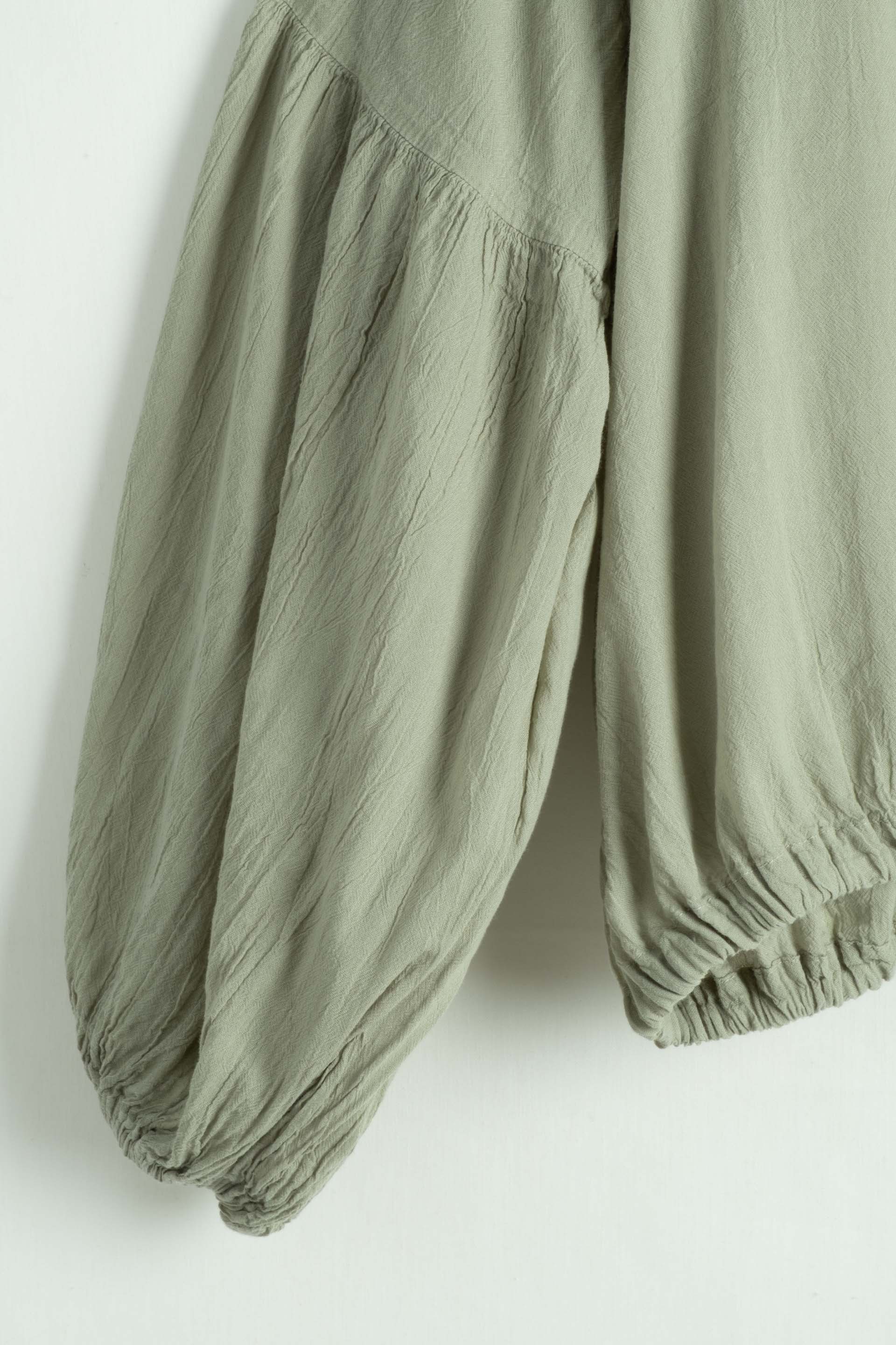 Breeze Balon Kollu Kadın Tencel Pamuk Bluz #renk_Ada Çayı