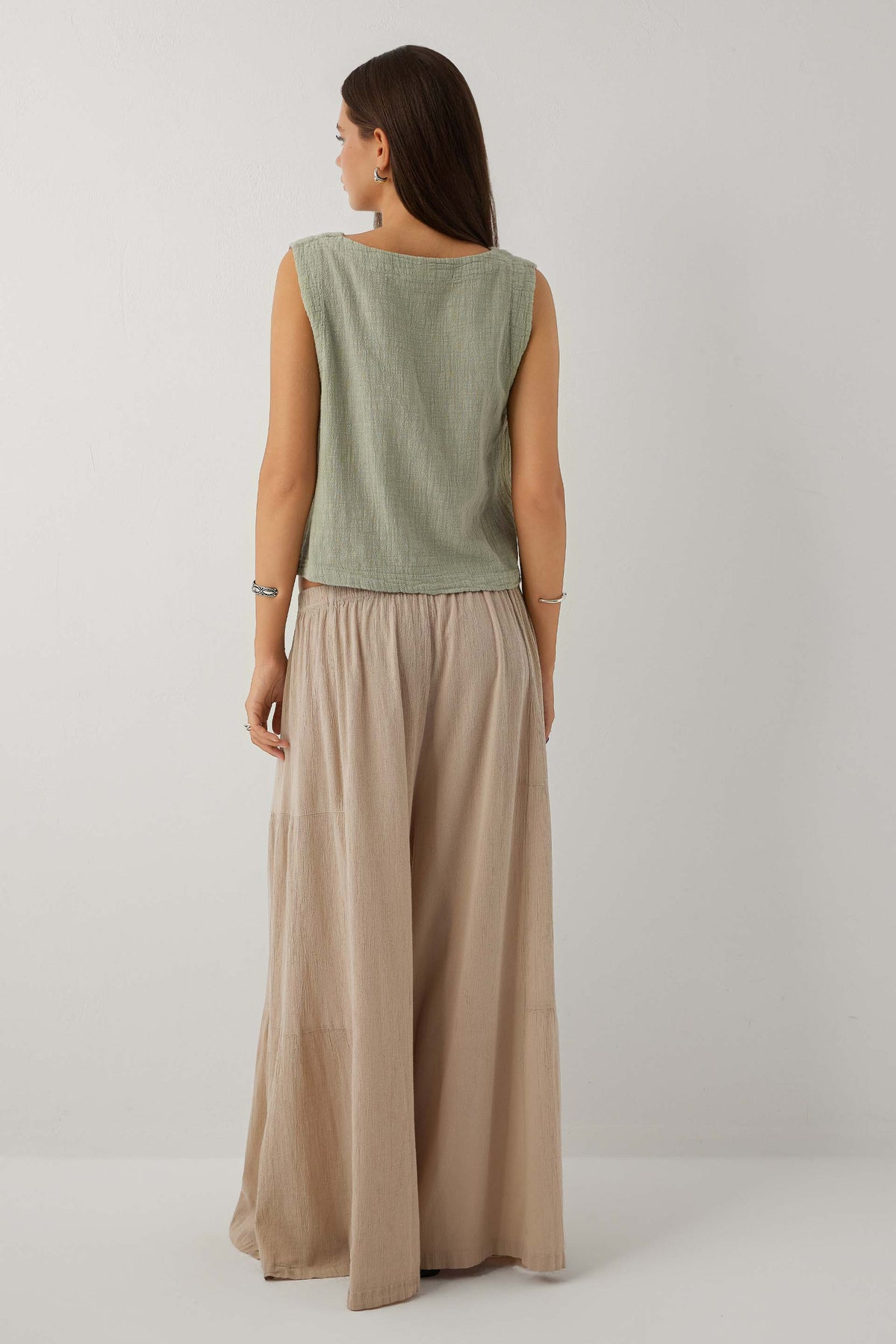 Nomad Flam Dokulu Kolsuz Bluz #renk_Ada Çayı