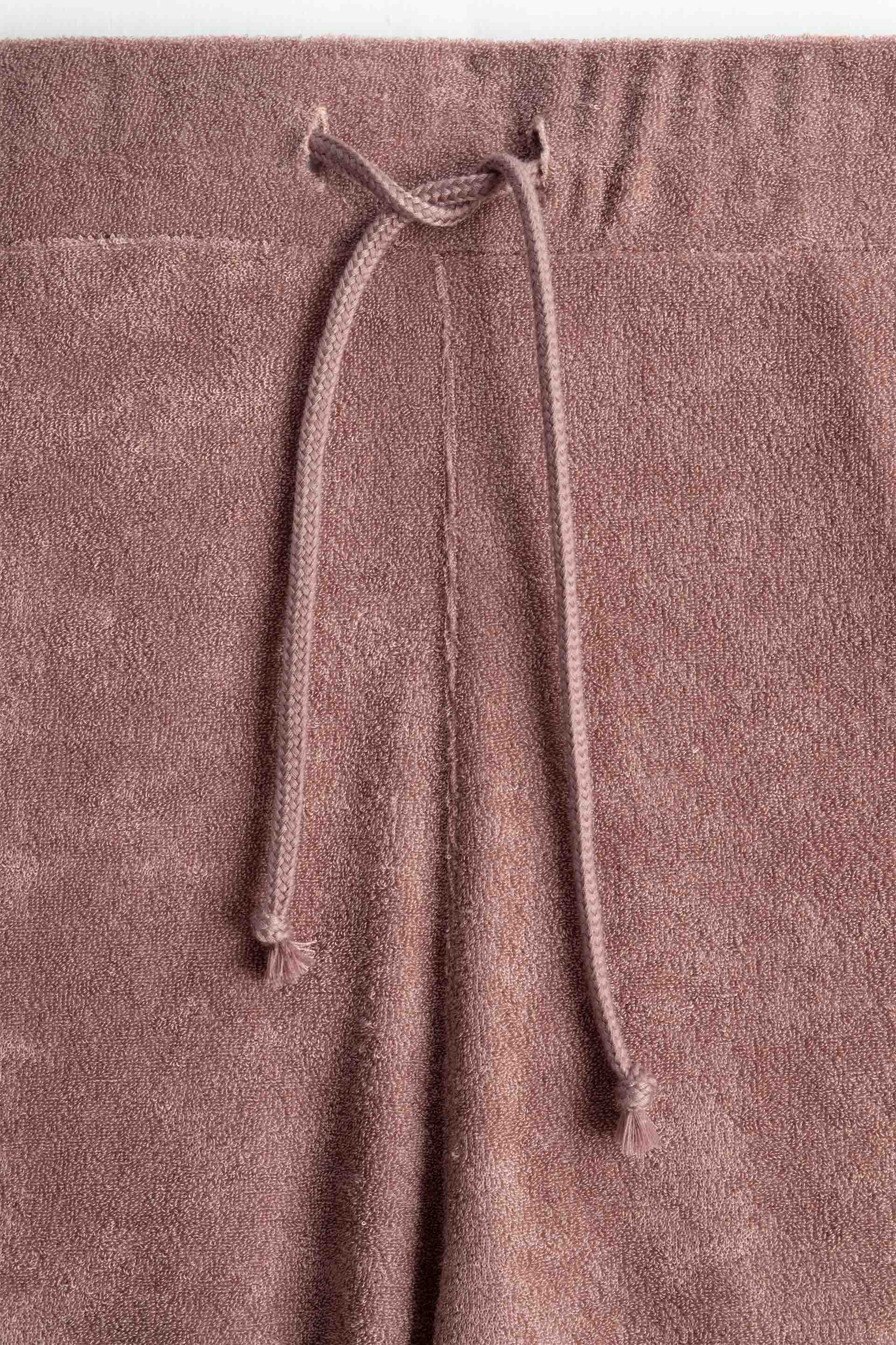 Terry Flow Havlu Kumaş Modal Bağcıklı Kadın Pantolon #renk_Rose