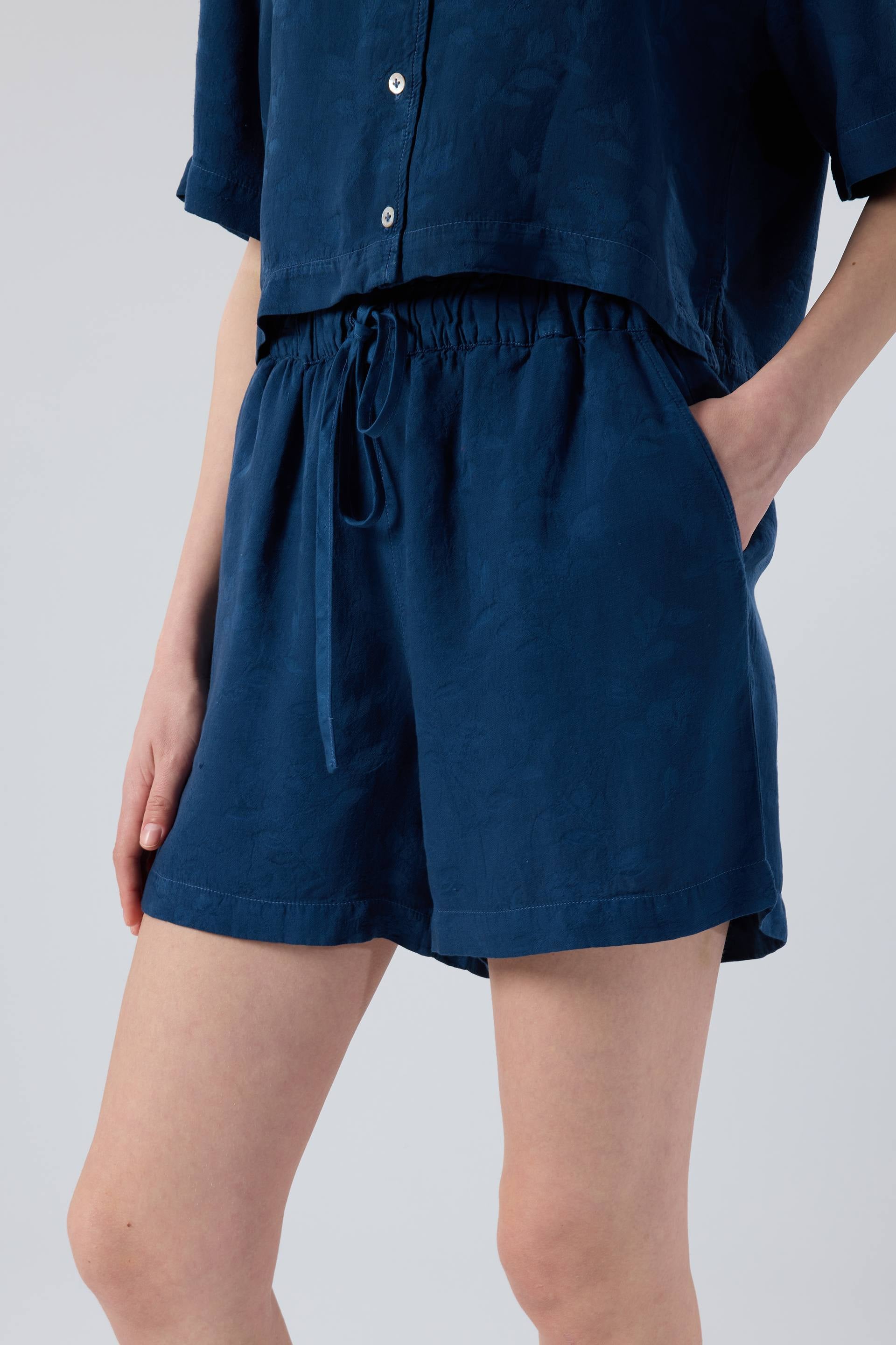 Botanica Shade Dokulu Tensel Şort Gömlek Takım #renk_Navy
