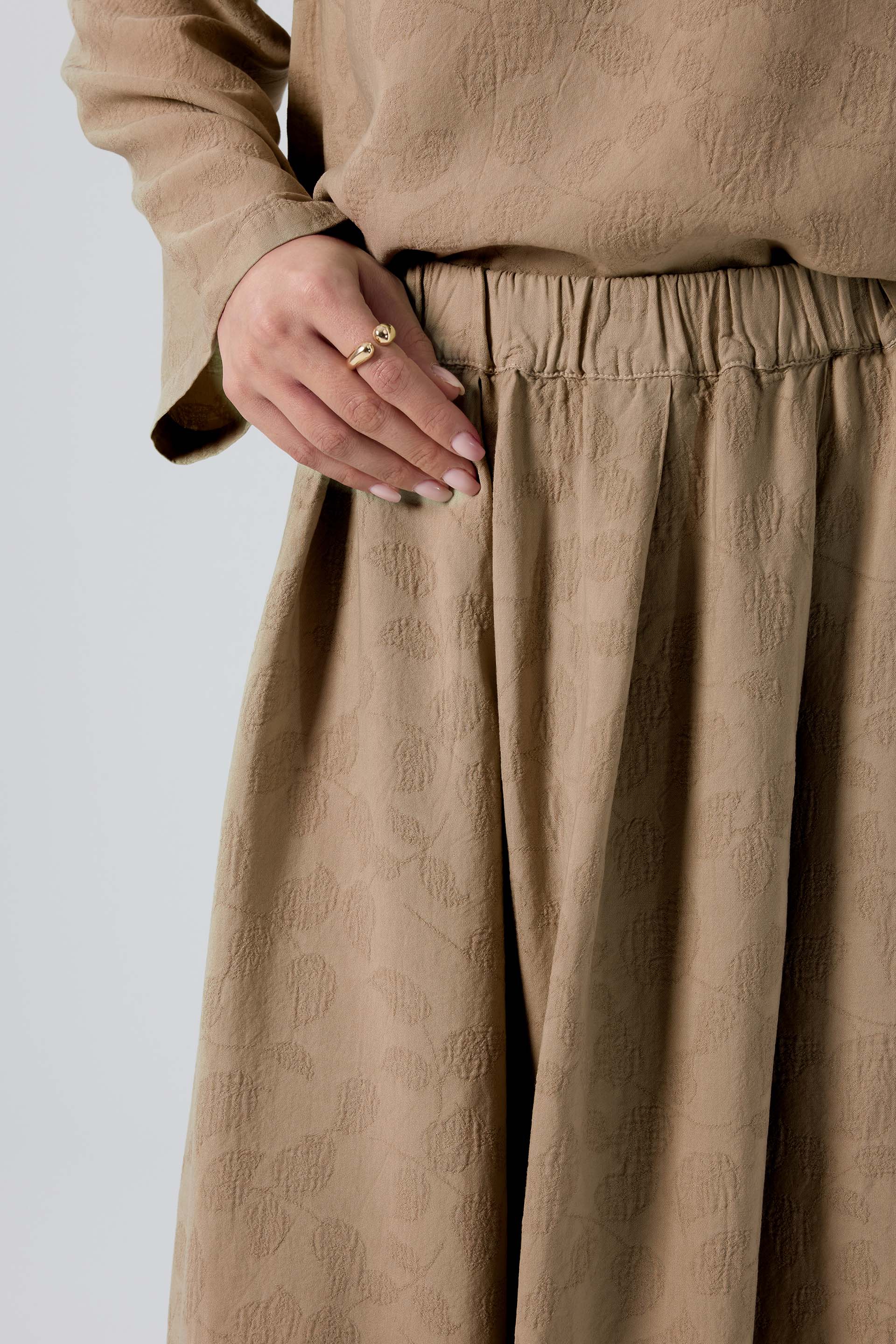 Woven Flora Jakar Tencel Uzun Çan Etek #renk_Kahve