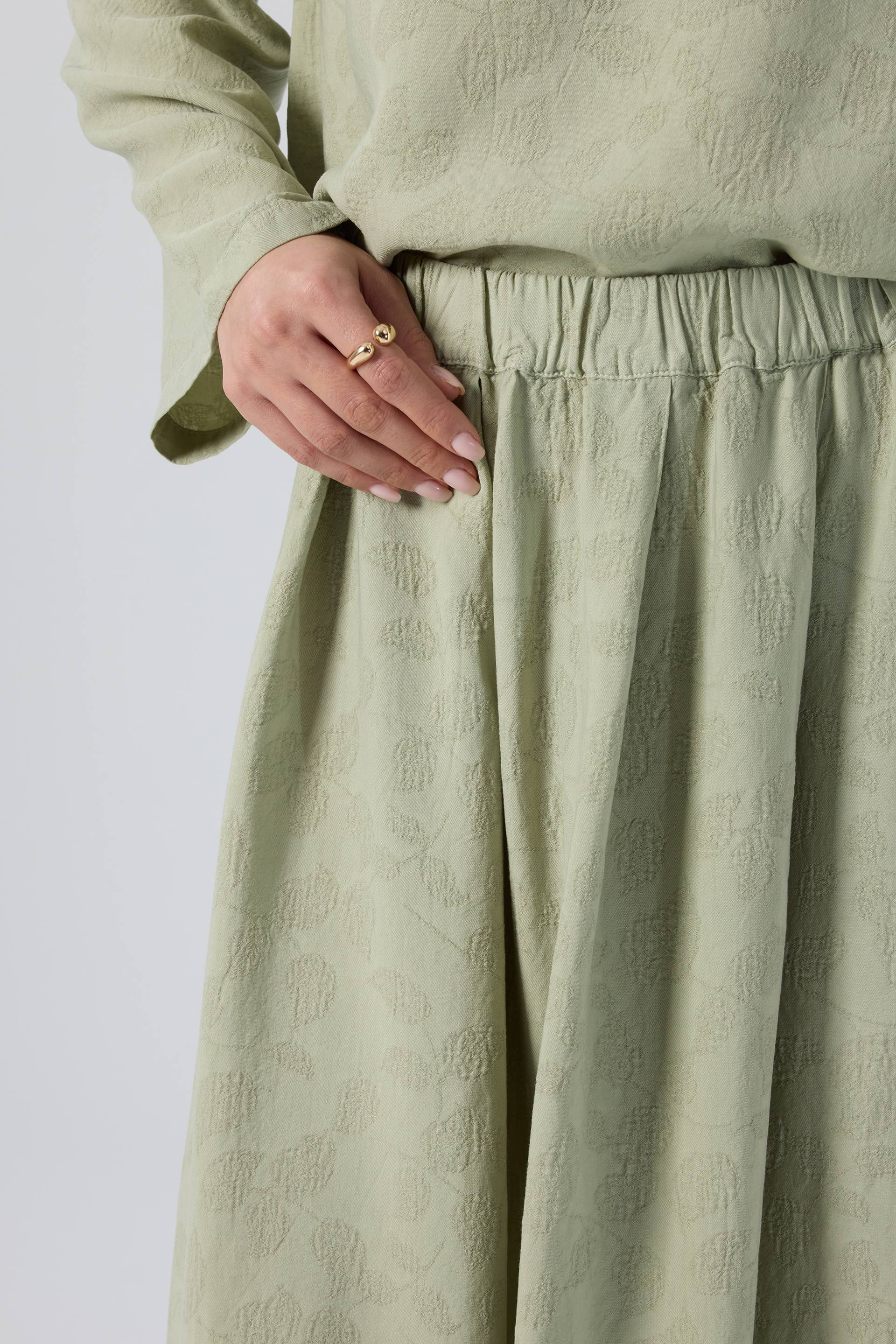 Woven Flora Jakar Tensel Çan Etek #renk_Ada Çayı