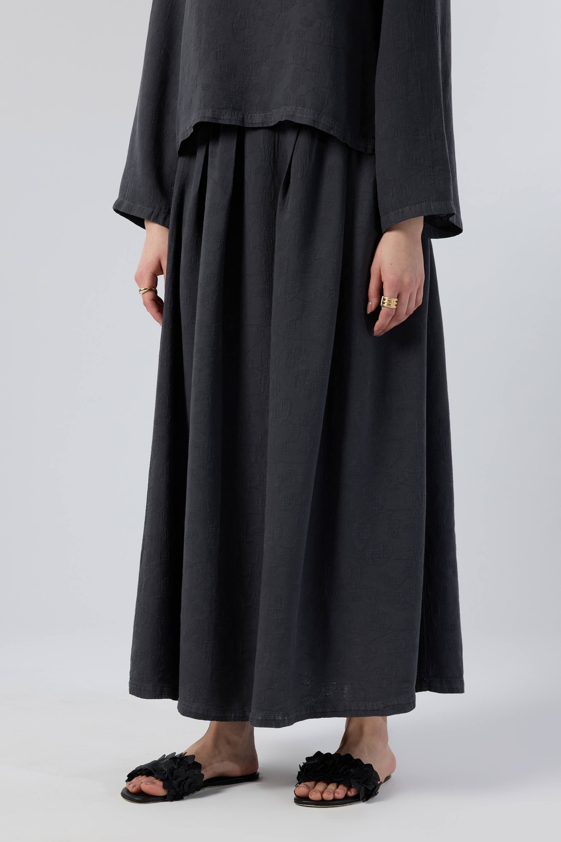 Woven Flora Jakar Tencel Uzun Çan Etek #renk_Antrasit
