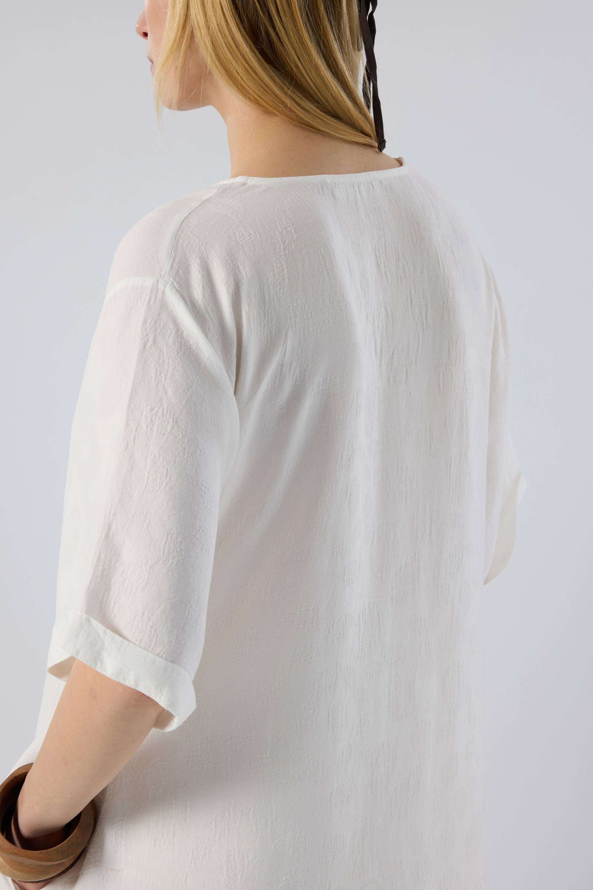 Woven Flora Dokulu Tensel Çan Elbise #renk_Beyaz