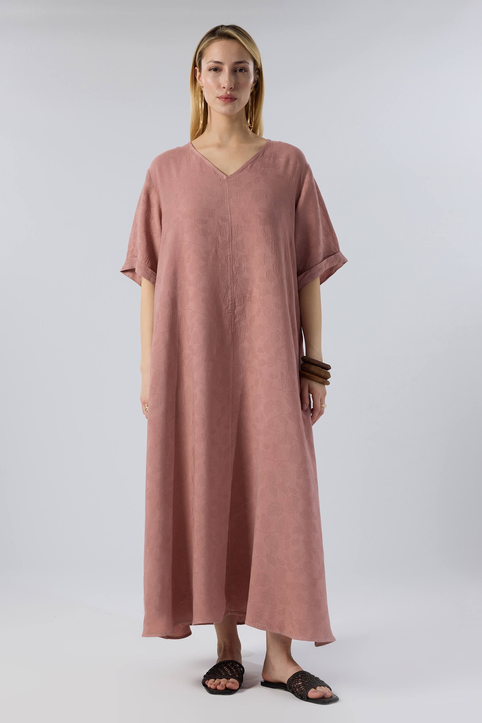 Woven Flora Dokulu Tensel Çan Elbise #renk_Rose