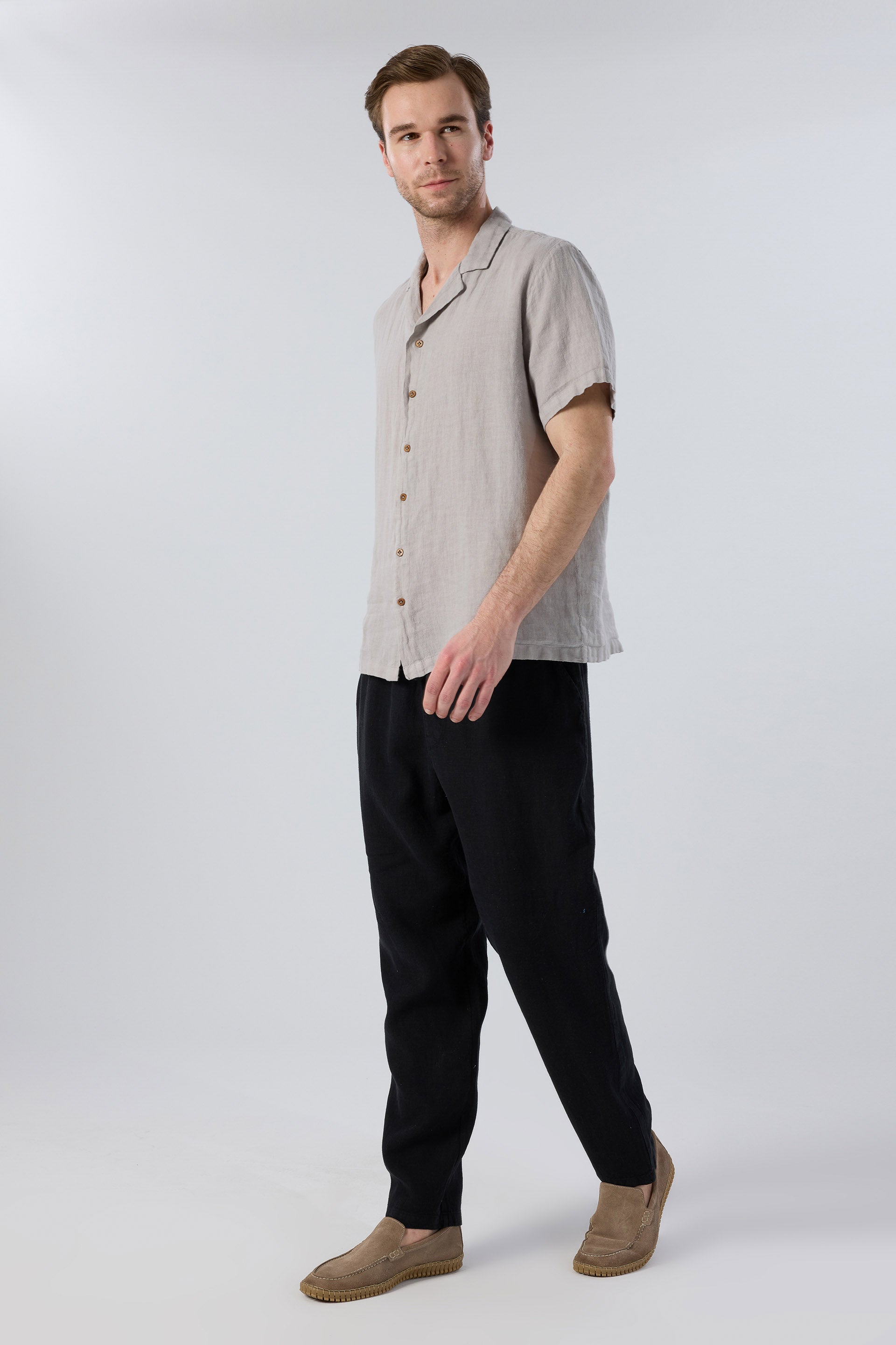 Rahat Kesim Siyah Keten Yazlık Erkek Pantolon #Renk_Siyah