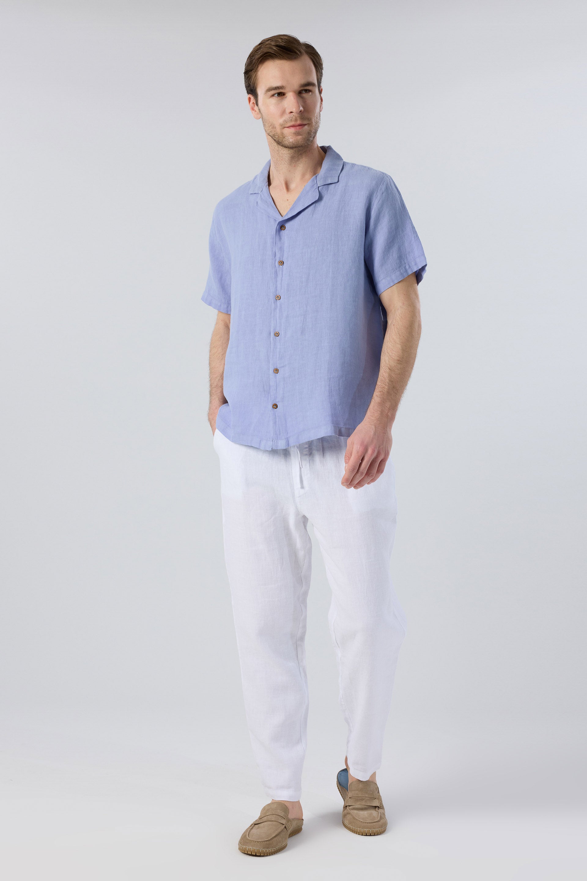 Rahat Kesim Beyaz Renk Keten Yazlık Erkek Pantolon #Renk_Beyaz