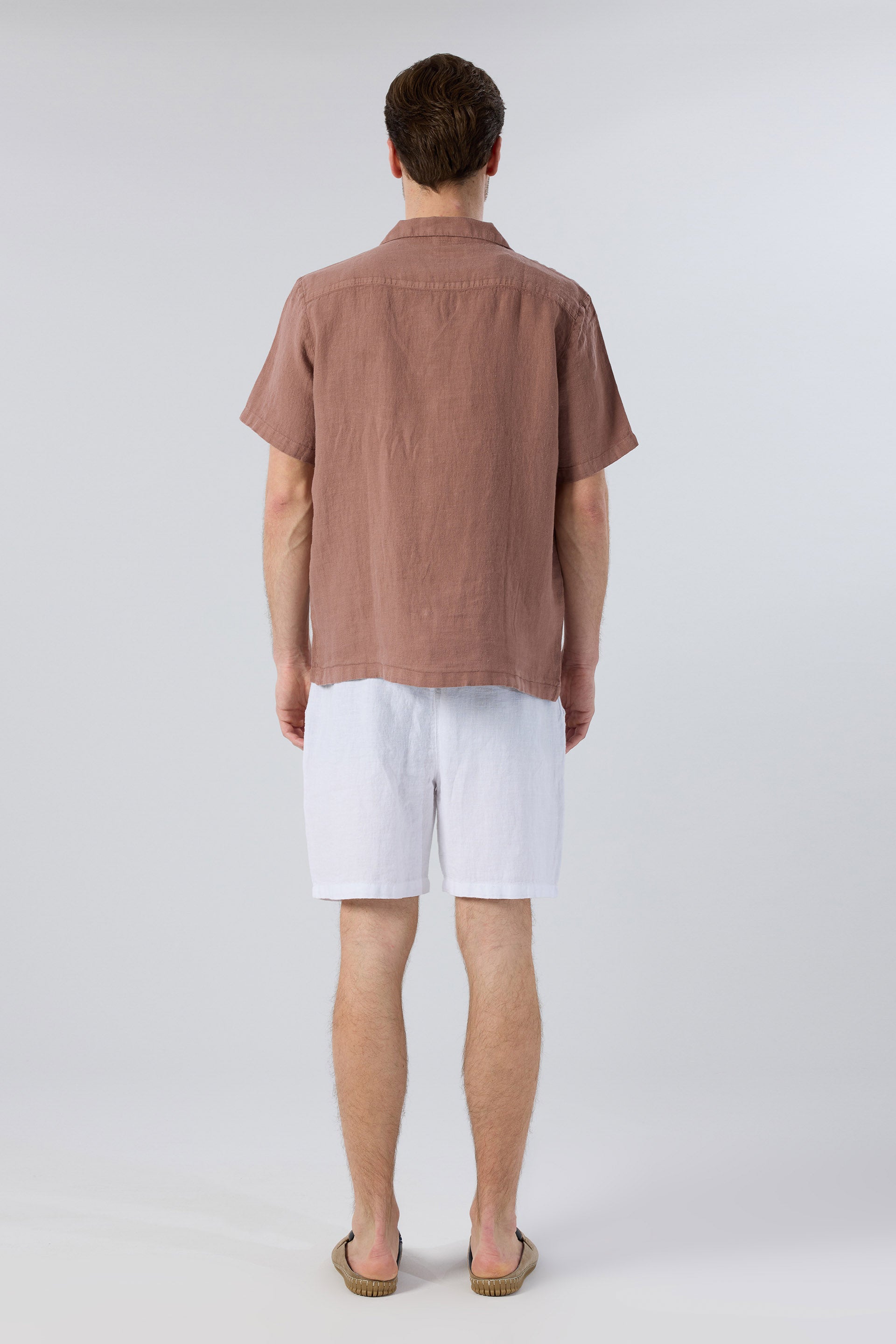 Rahat Kesim Cepli Beyaz Keten Erkek Şort #Renk_Beyaz