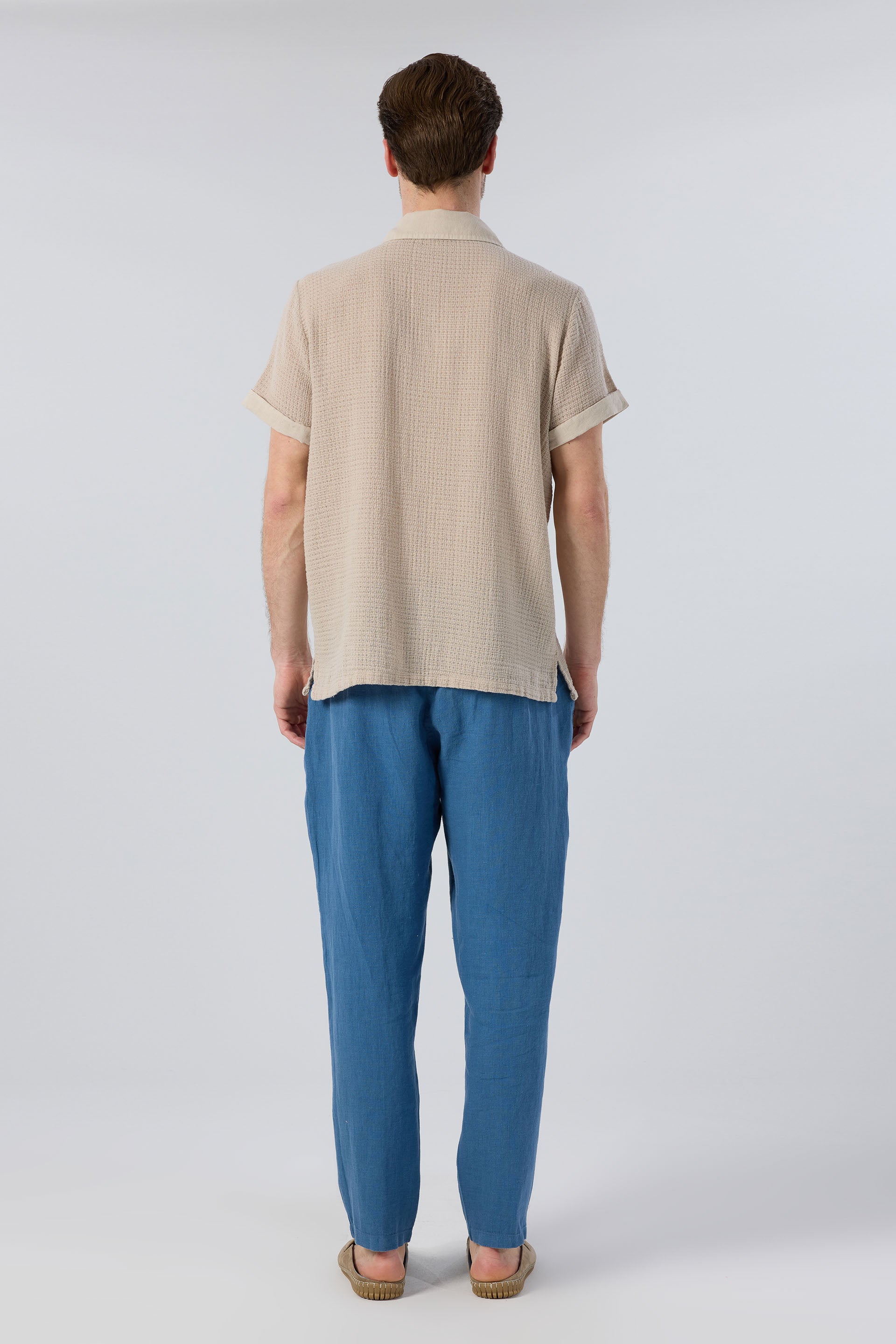 Rahat Kesim %100 Keten Erkek Pantolon #renk_Indigo