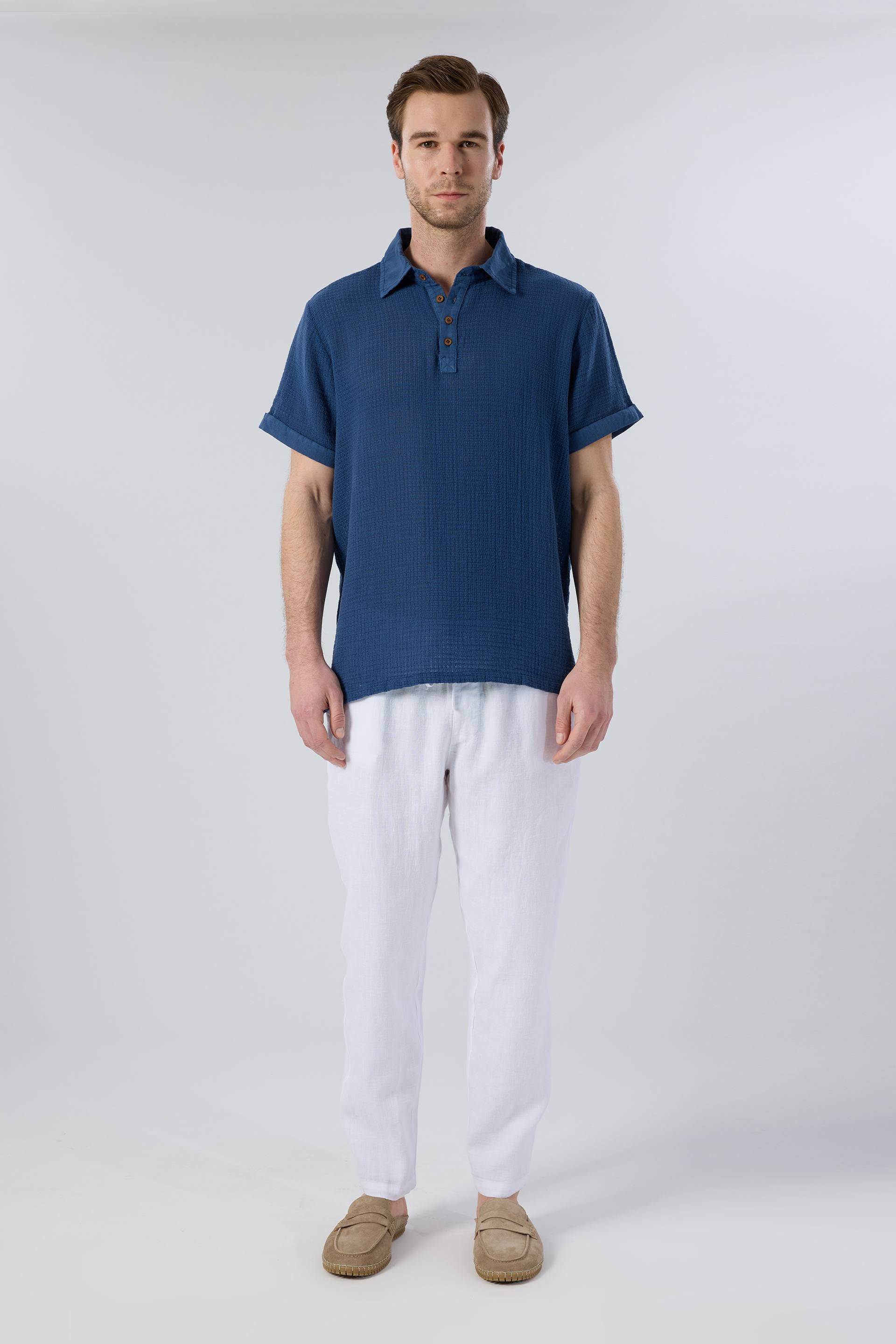 Ease Polo Yaka Garnili Erkek Polo Yaka Tişört Lacivert #renk_Navy