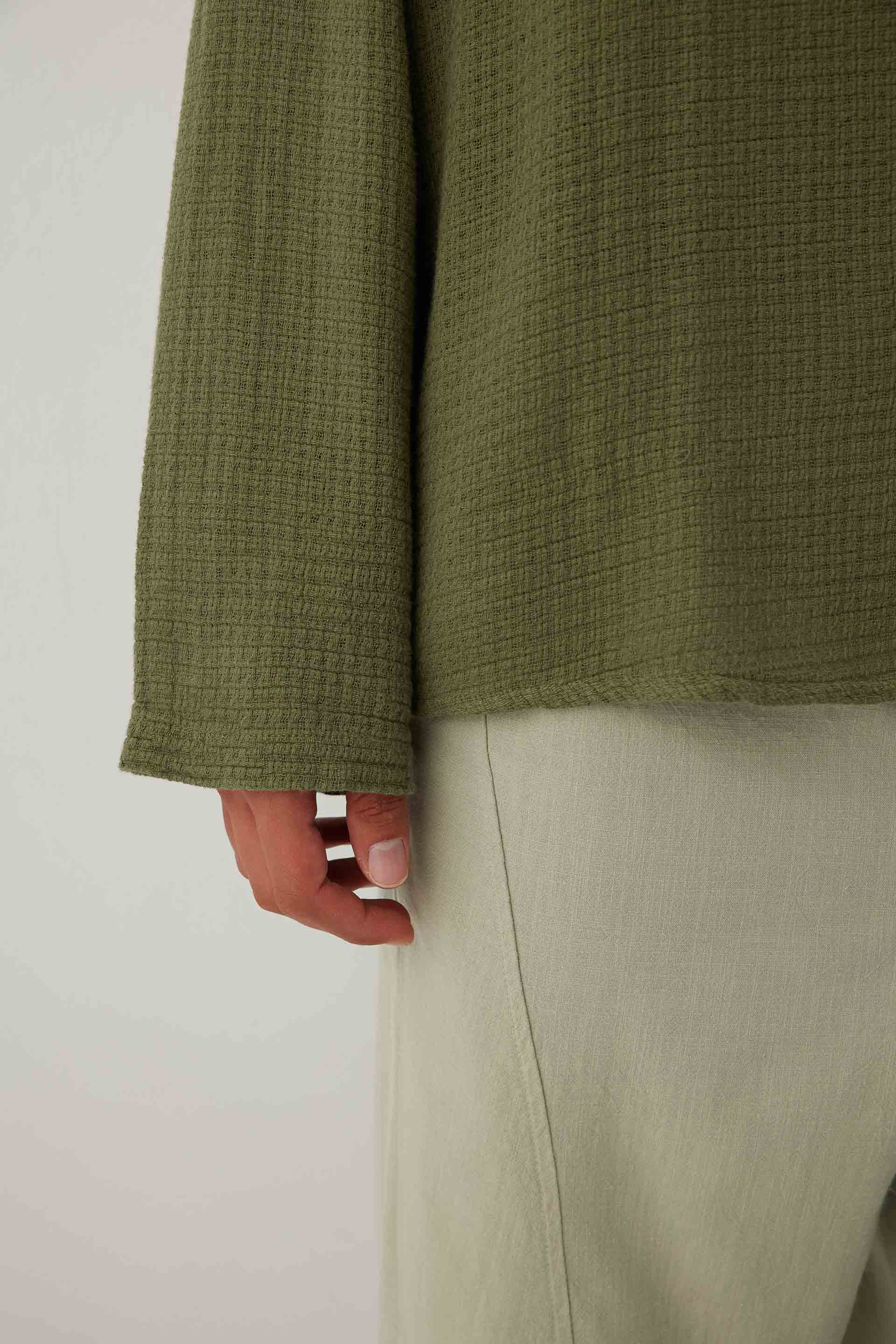 Ease Kapüşonlu Pamuklu Erkek Overshirt #renk_Haki