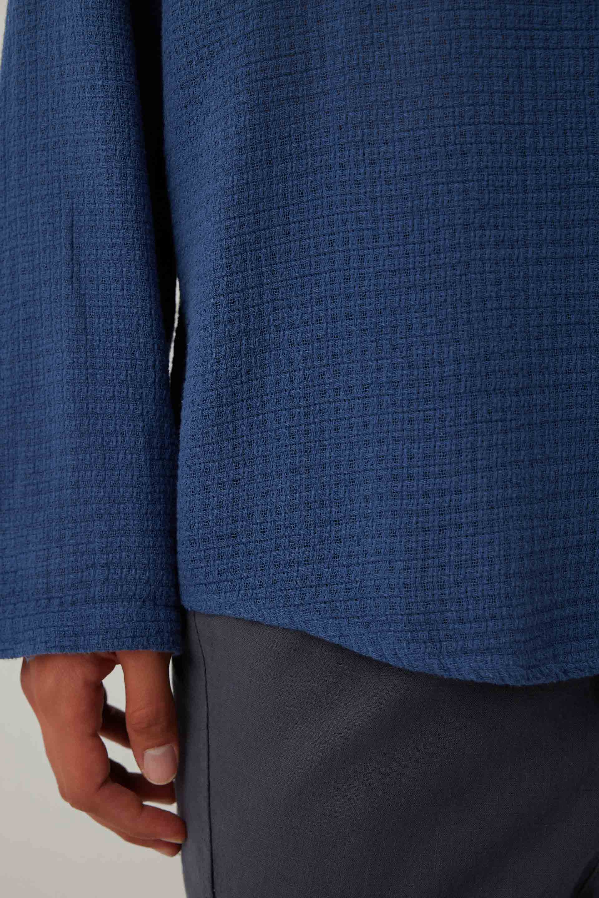 Ease Kapüşonlu Pamuklu Erkek Overshirt #renk_Navy