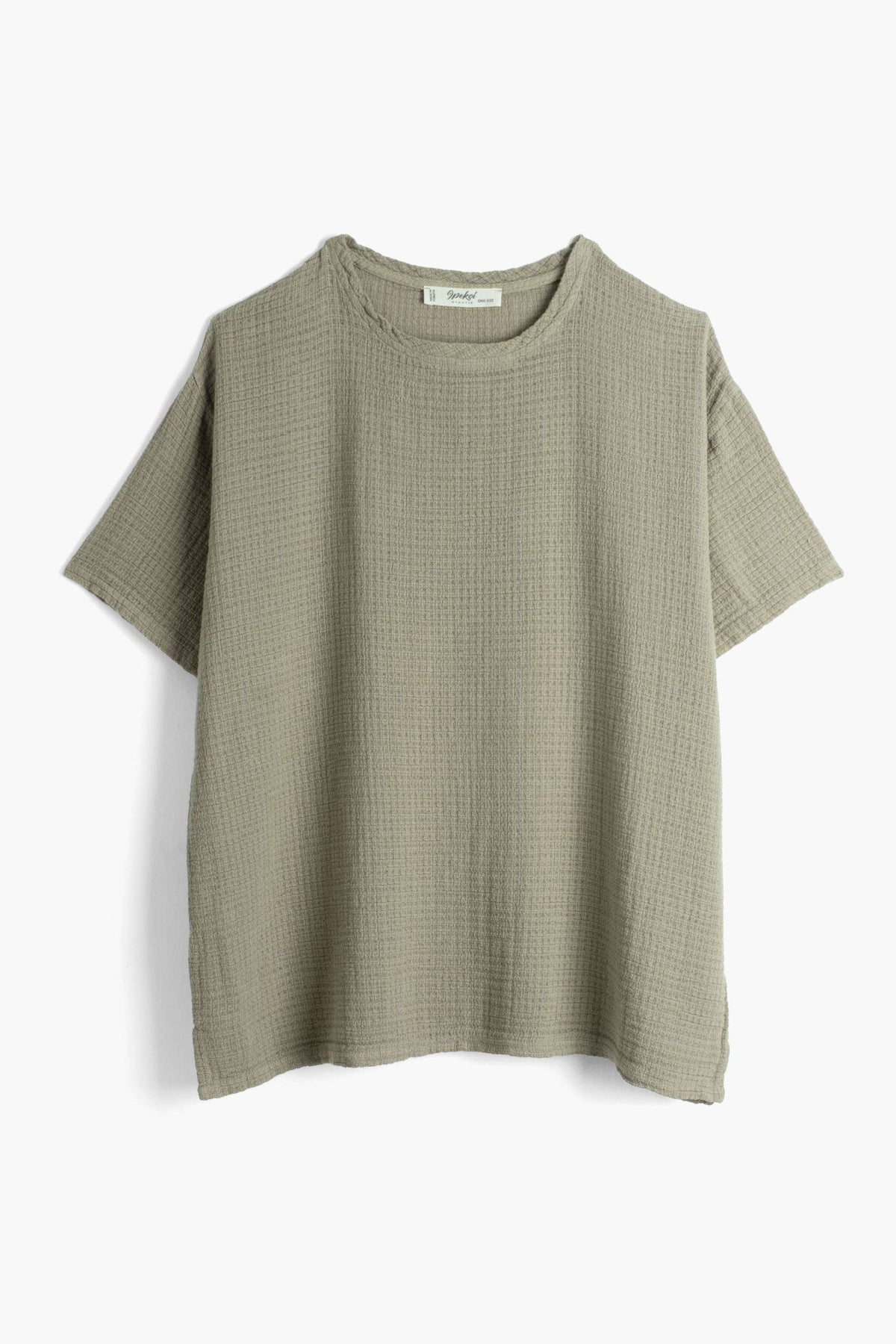 Ease Etamin Dokulu Oversize Erkek T-Shirt #renk_Olive