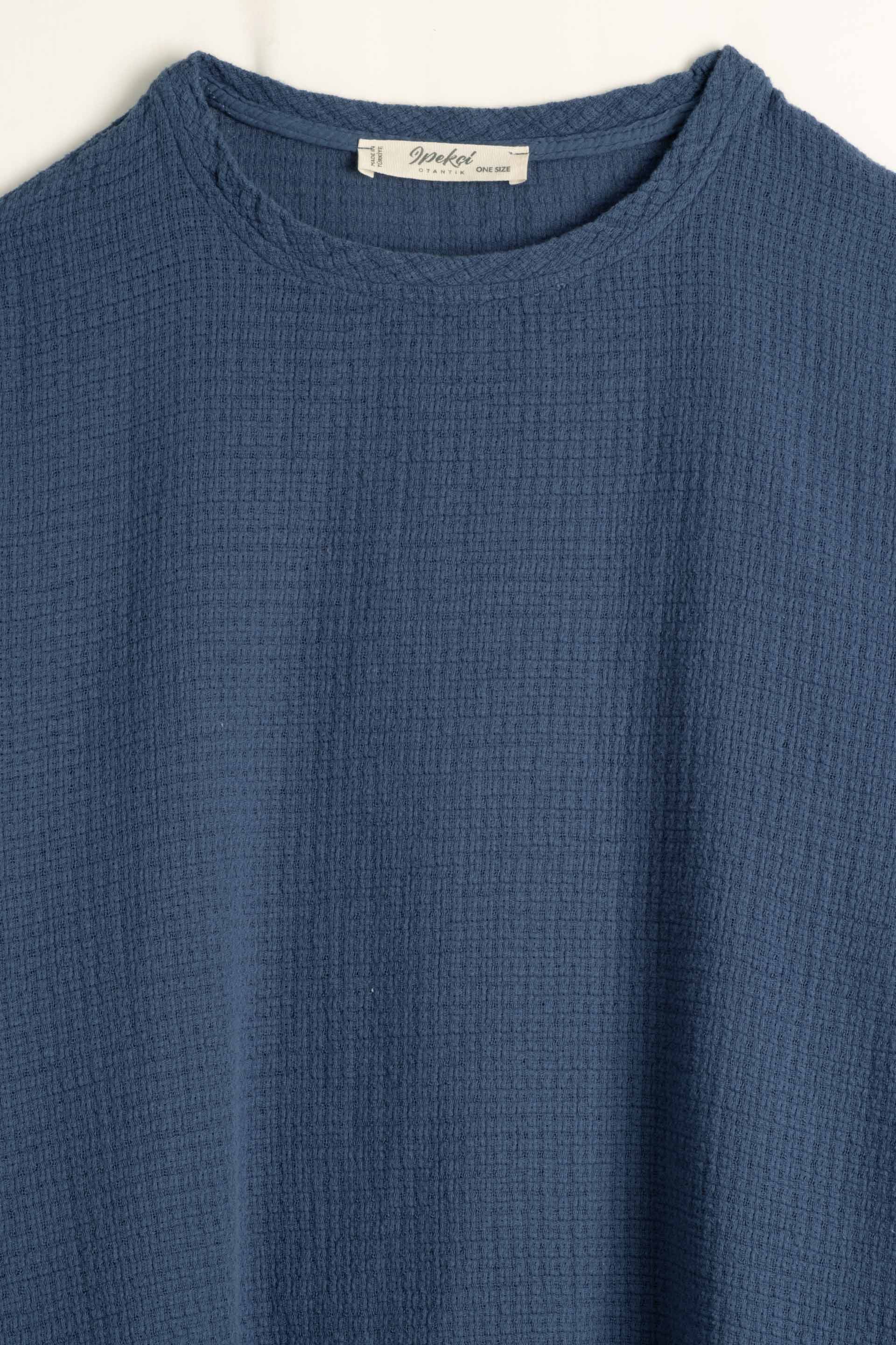 Ease Etamin Dokulu Oversize Erkek T-Shirt #renk_Navy