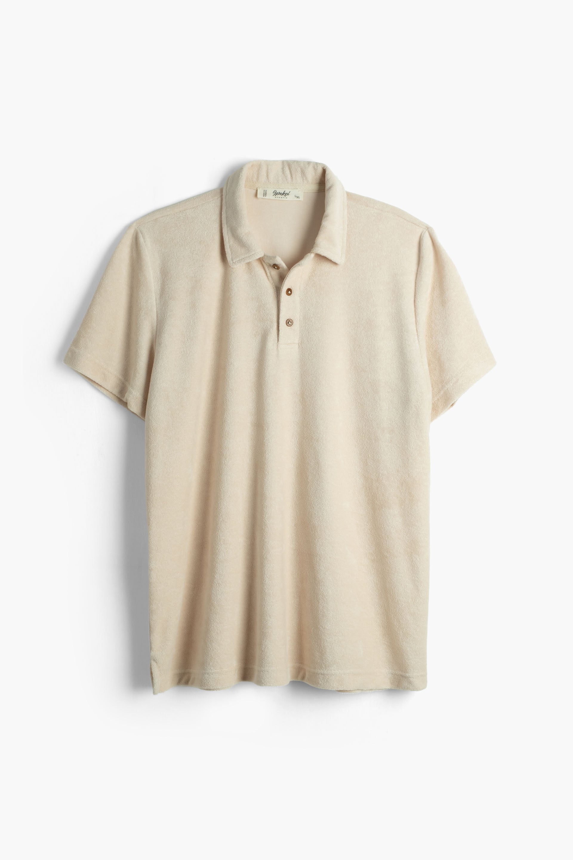 Terry Flow Cotton Polo Yakalı Erkek Tişört #renk_Bej