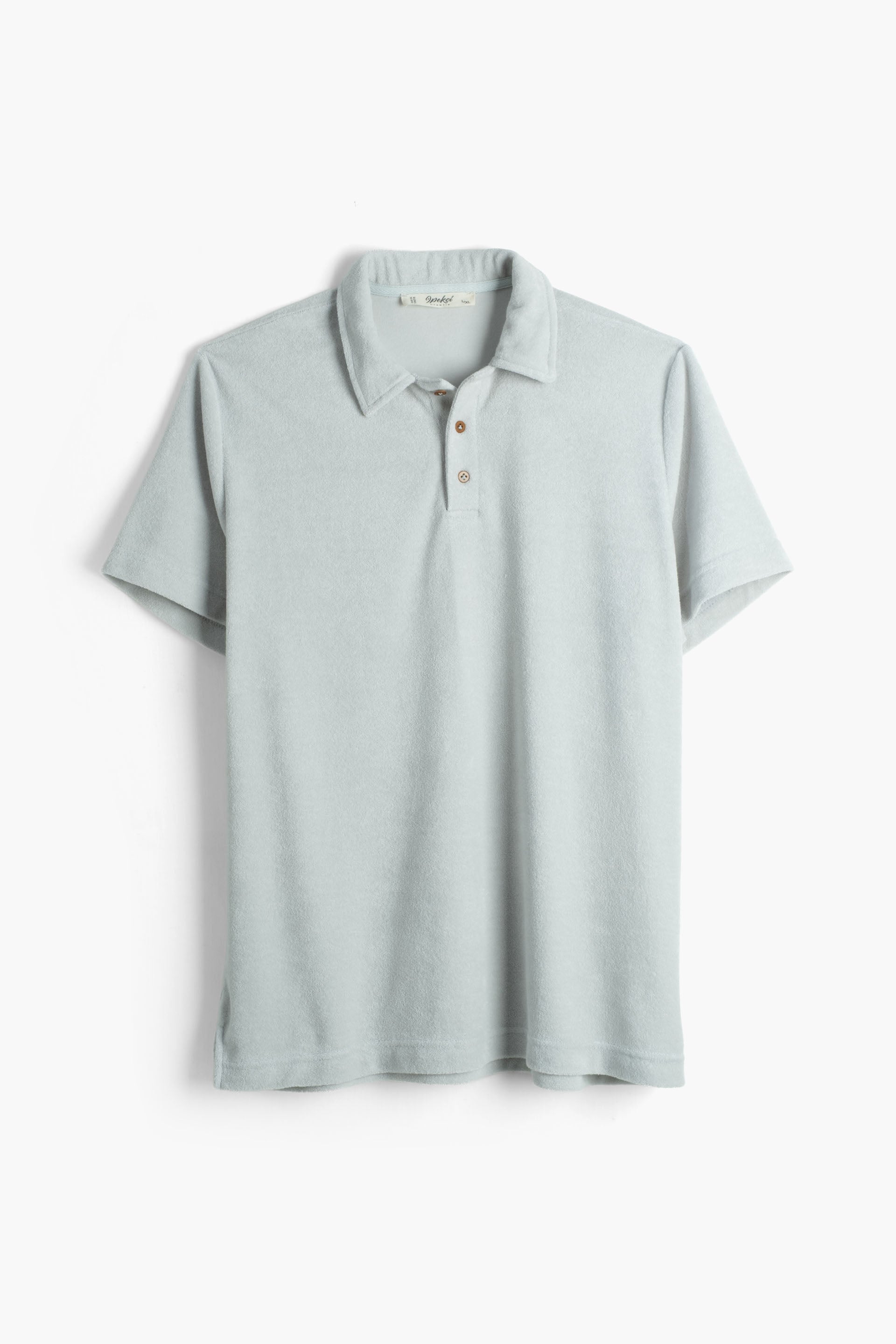 Terry Flow Cotton Polo Yakalı Erkek Tişört #renk_Açık Gri