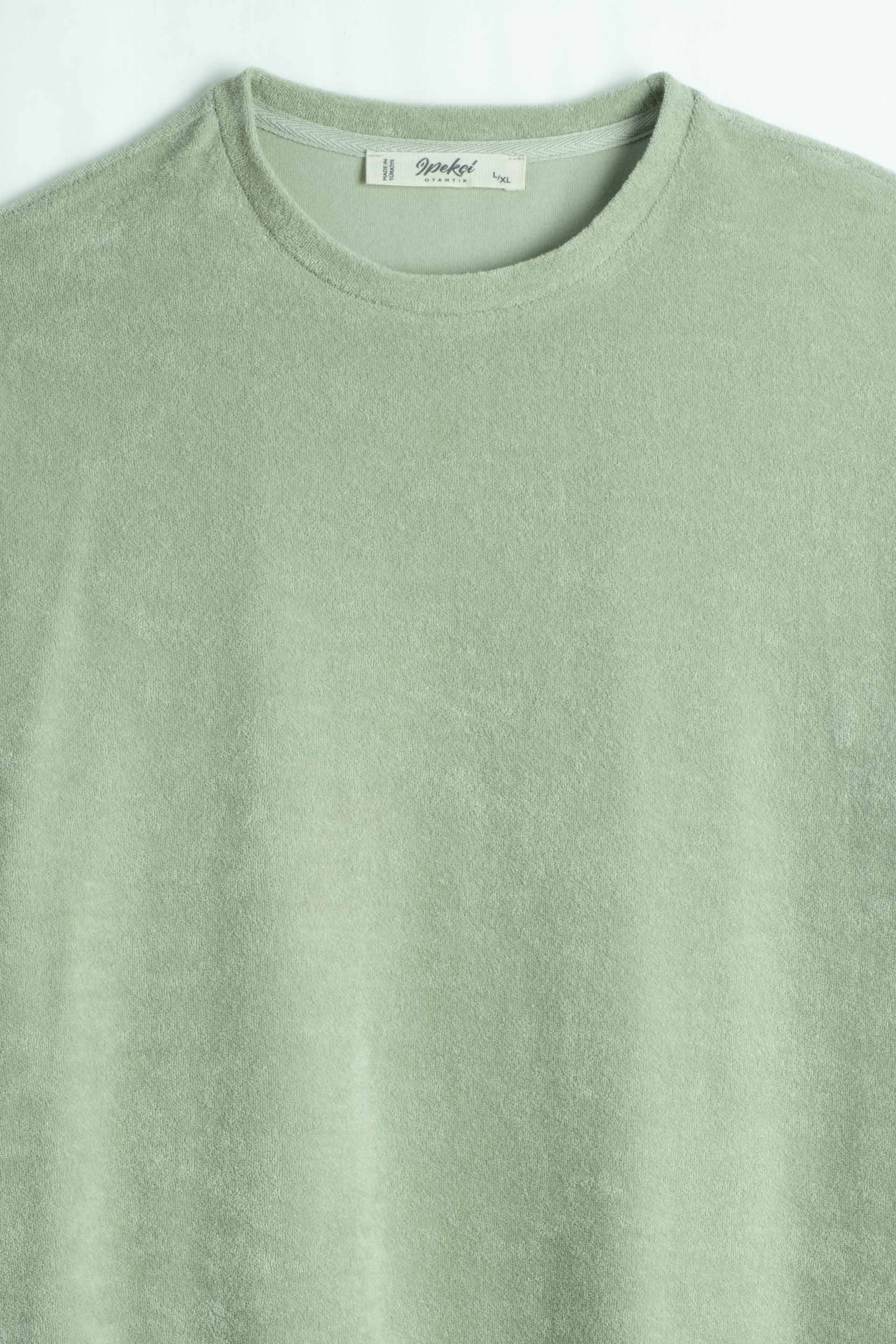 Terry Flow Cotton Yuvarlak Yaka Erkek Tişört #renk_Ada Çayı