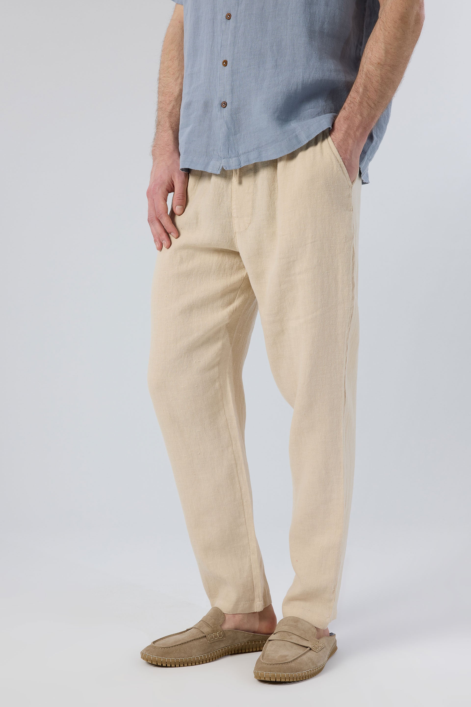 Rahat Kesim Bej Renk Keten Yazlık Erkek Pantolon #Renk_Bej