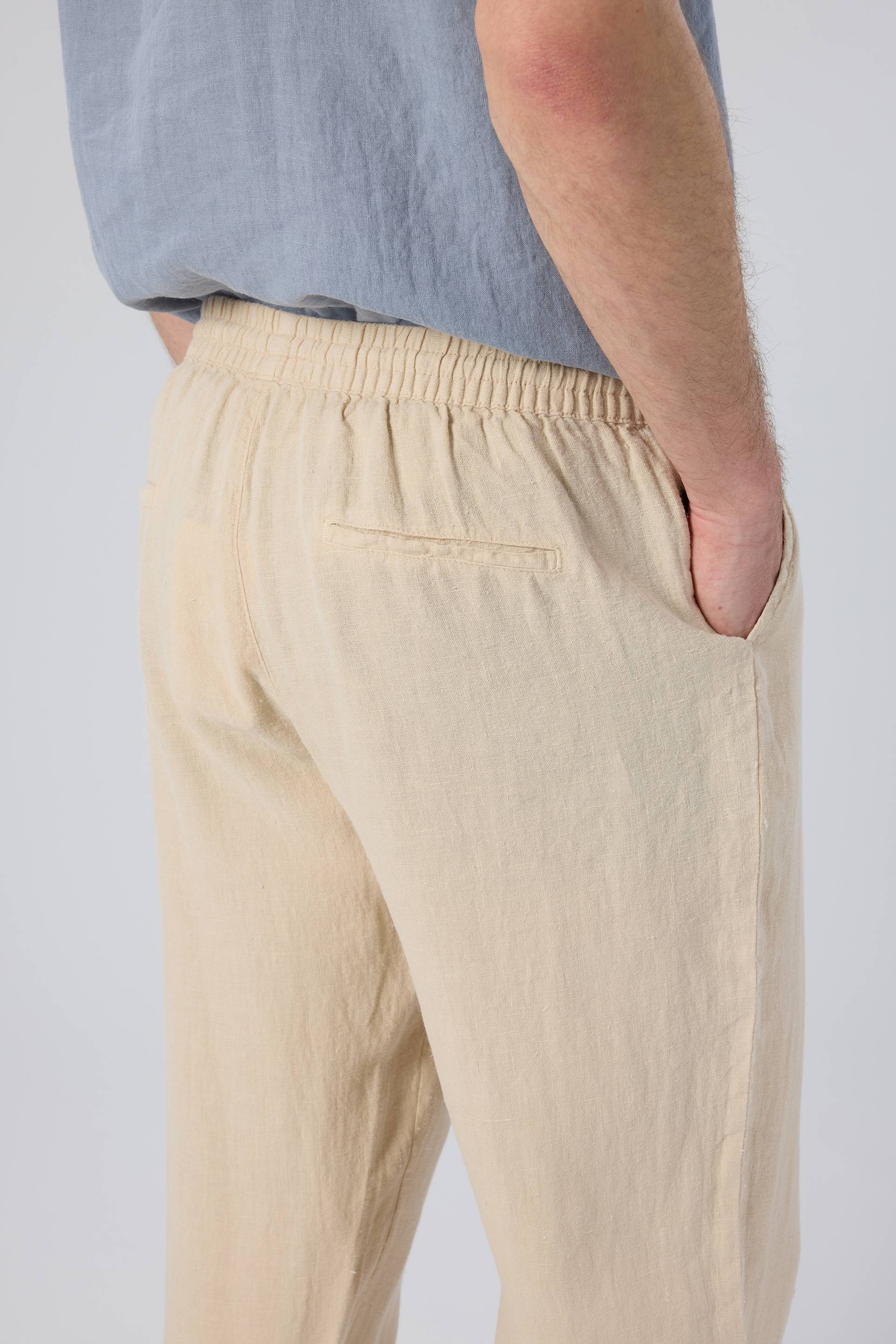 Rahat Kesim Bej Renk Keten Yazlık Erkek Pantolon #Renk_Bej