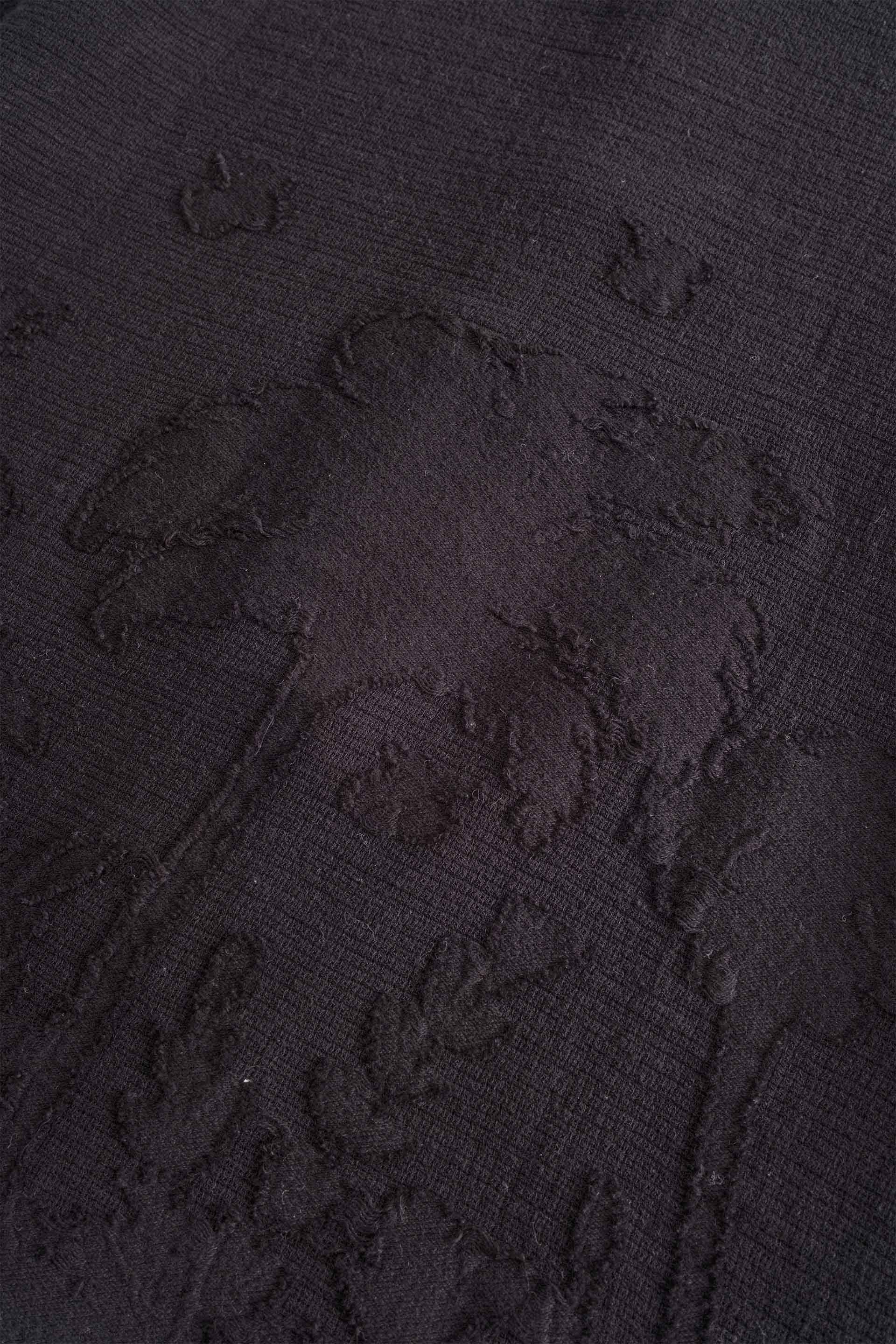 Palmiye Desenli Jakarlı Pamuk Yatık Yakalı Kısa Kollu Erkek Çocuk Gömlek #renk_Siyah