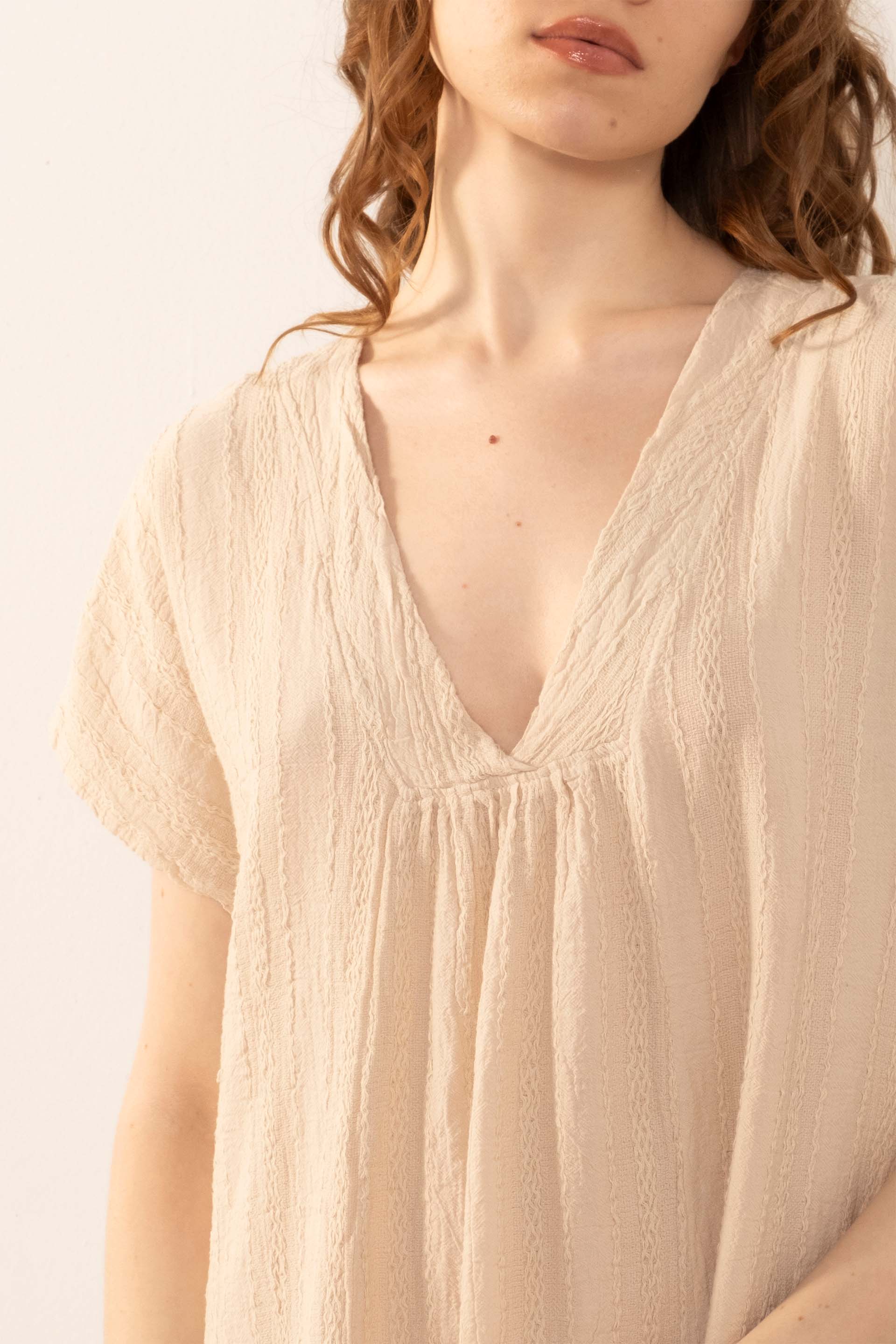 Desenli Dokuma Maxi Kaftan Elbise #Renk_ Bej