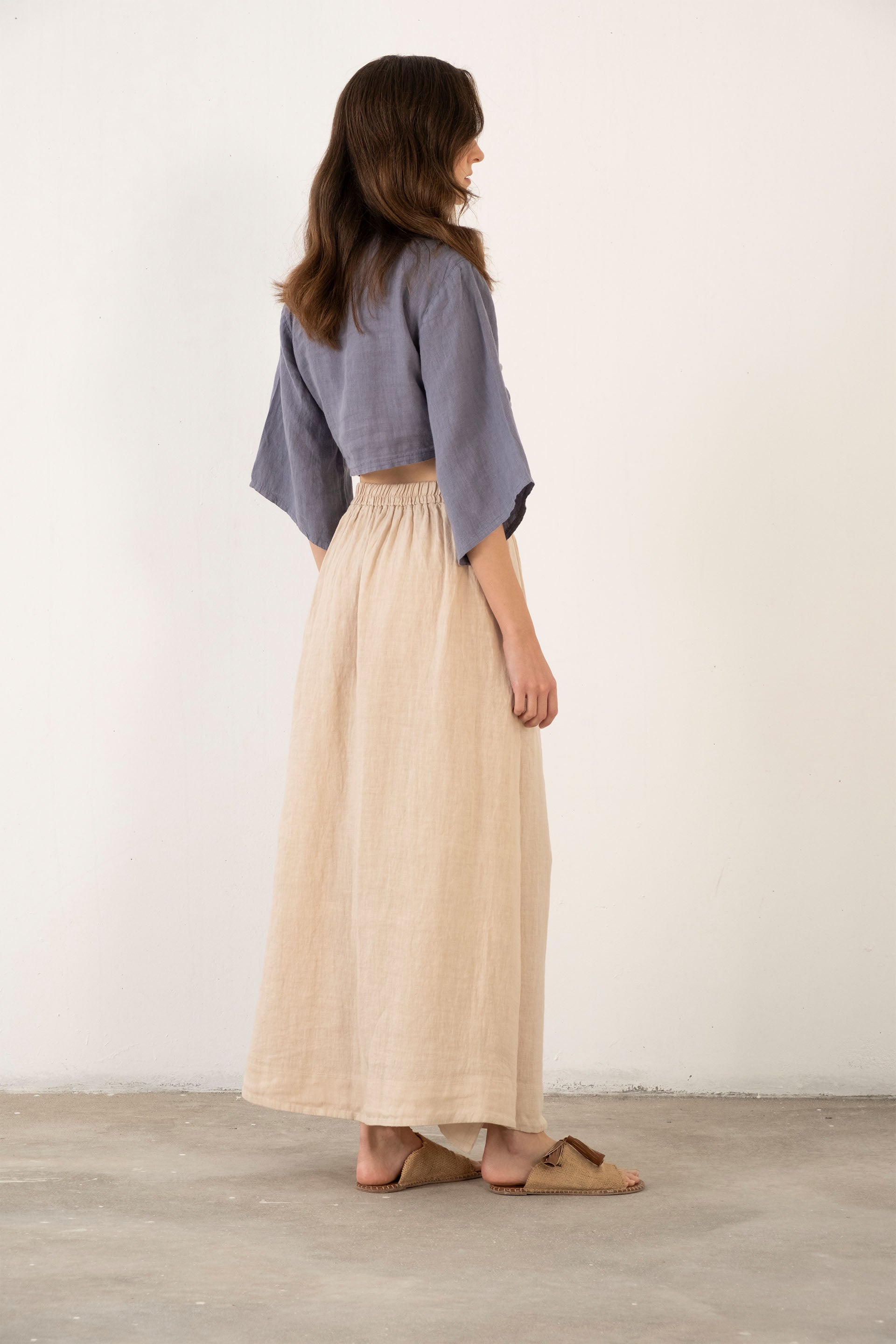 Keten Anvelop Bağlamalı Bluz / Lila #renk_Lila