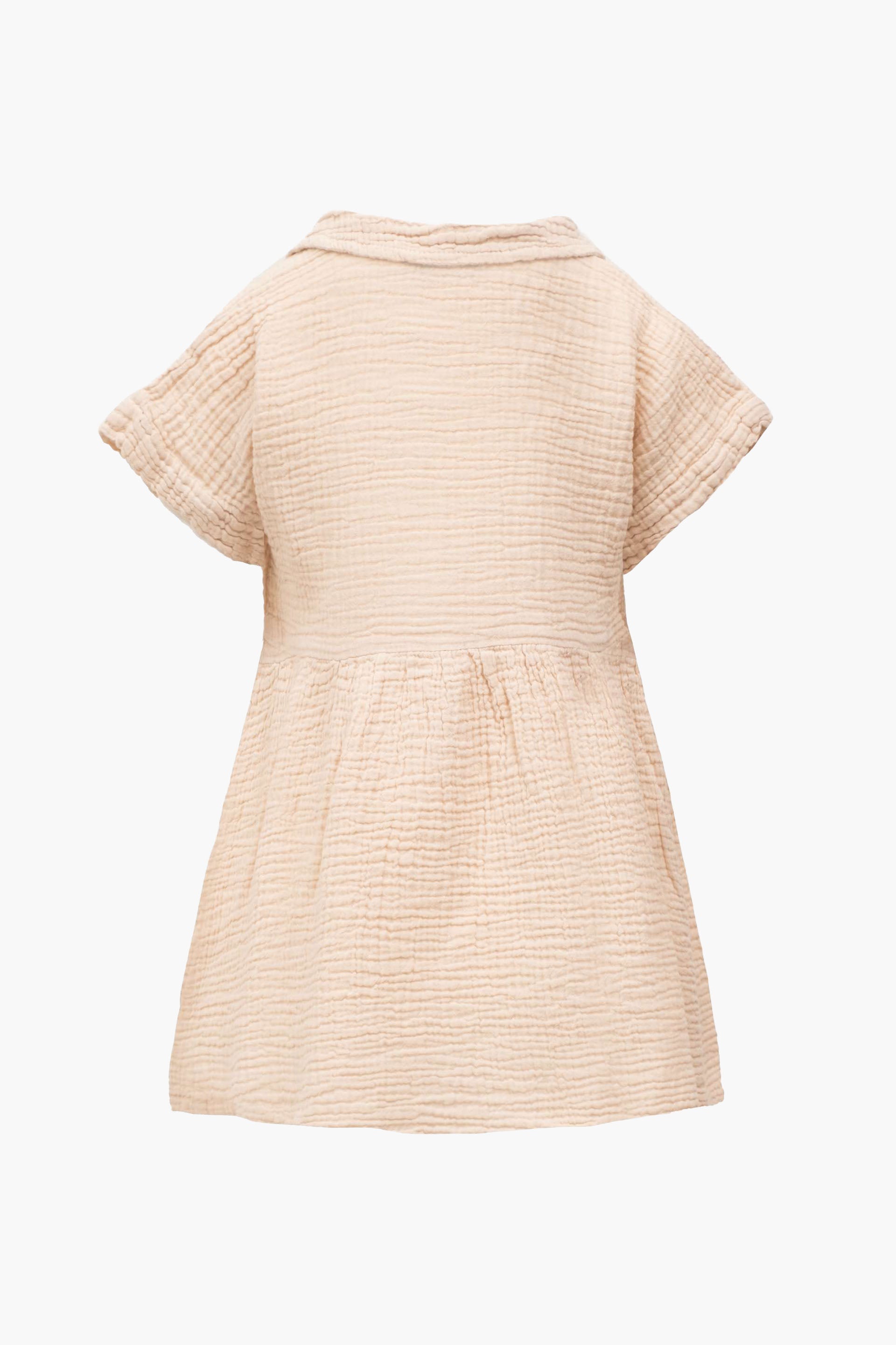 Müslin Yakalı Kız Çocuk Elbisesi #Renk_ Bej