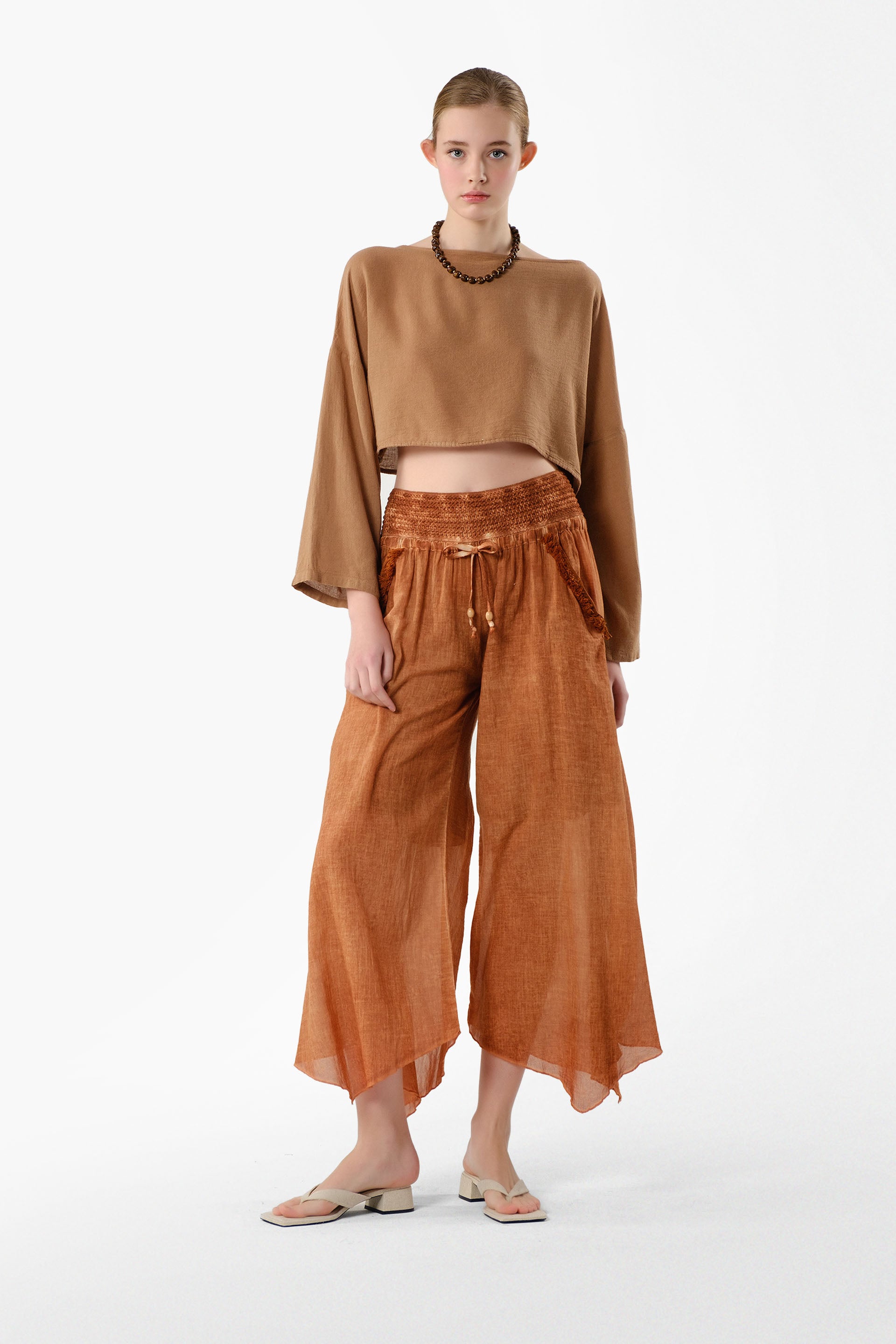 İspanyol Paça Otantik Kadın Pantolon / Kiremit #renk_Terra Cotta