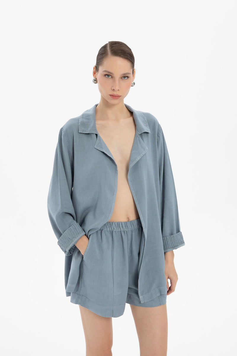 Linen-Blend Textured Light Jacket