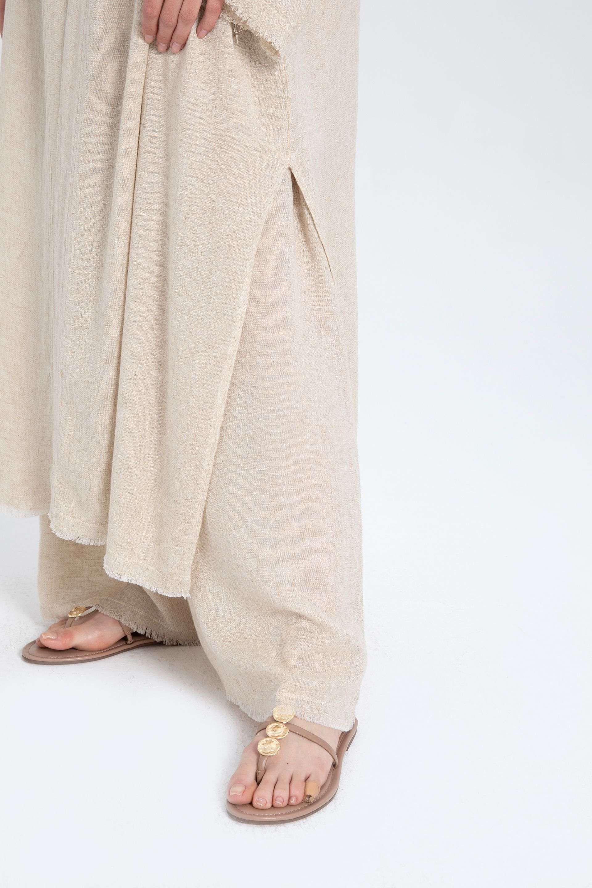 Natural Dokulu Oversize Kimono #renk_Doğal