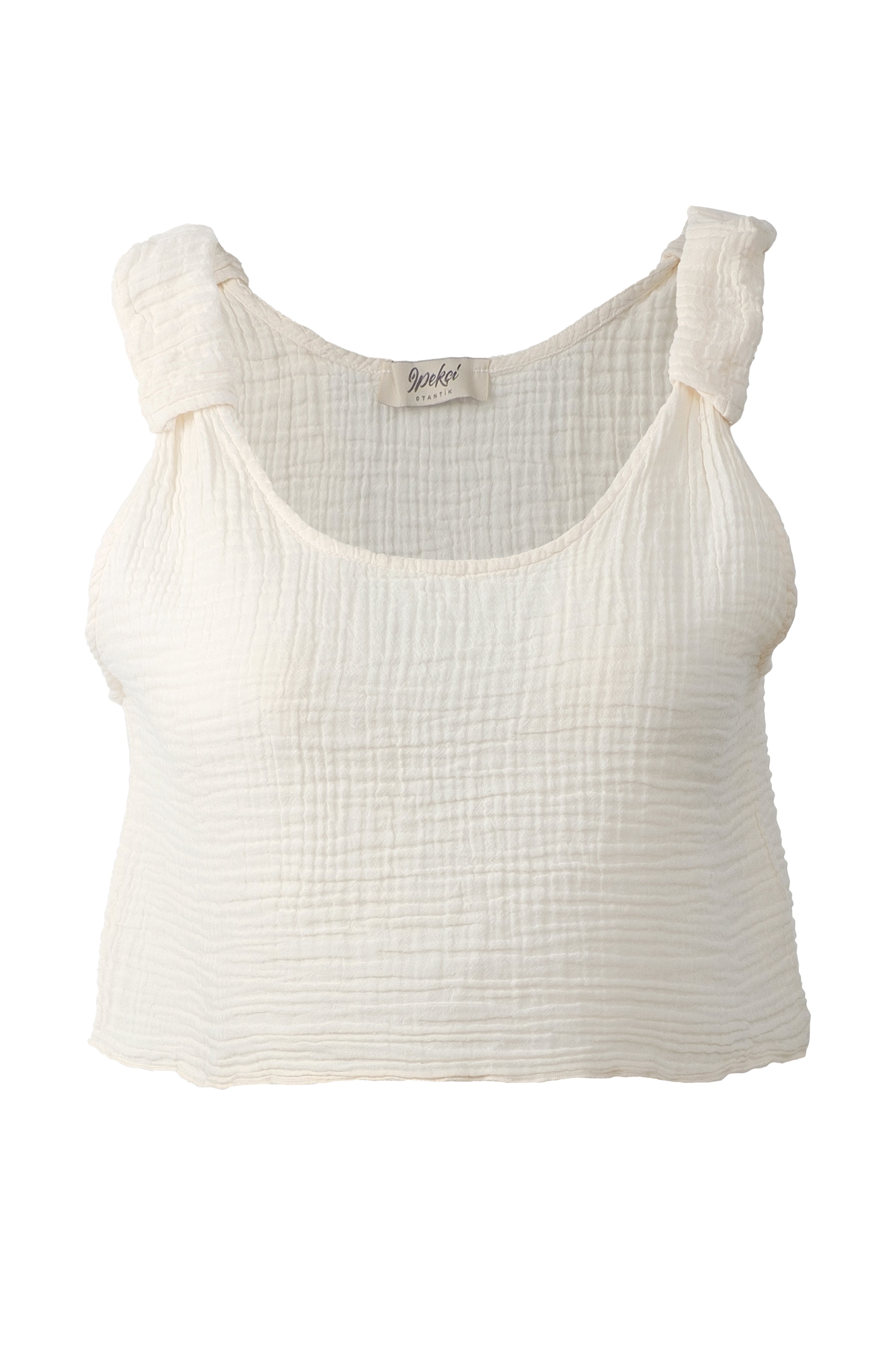 Omuz Detaylı Askılı Crop Top