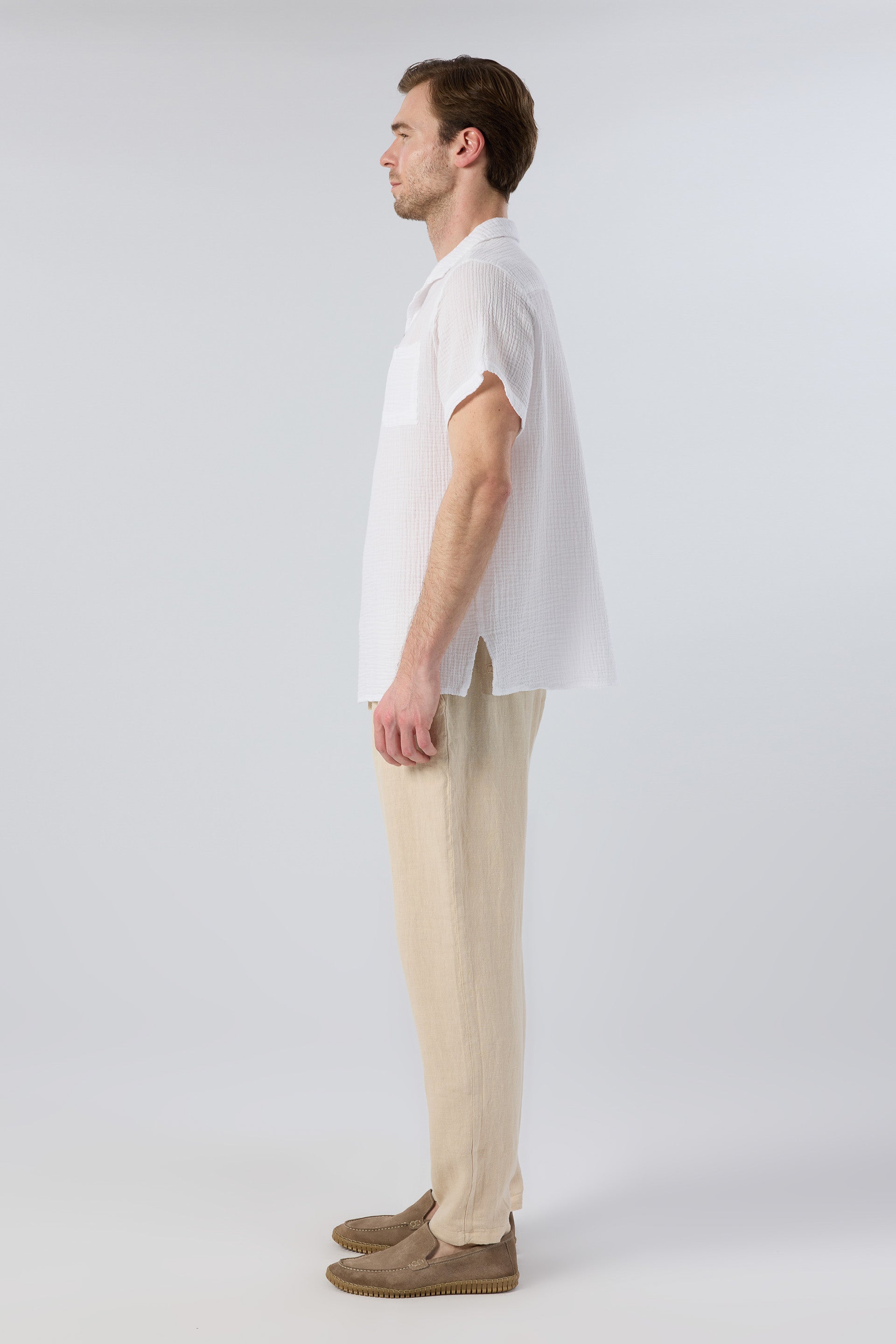 Rahat Kesim %100 Keten Erkek Pantolon #renk_Bej