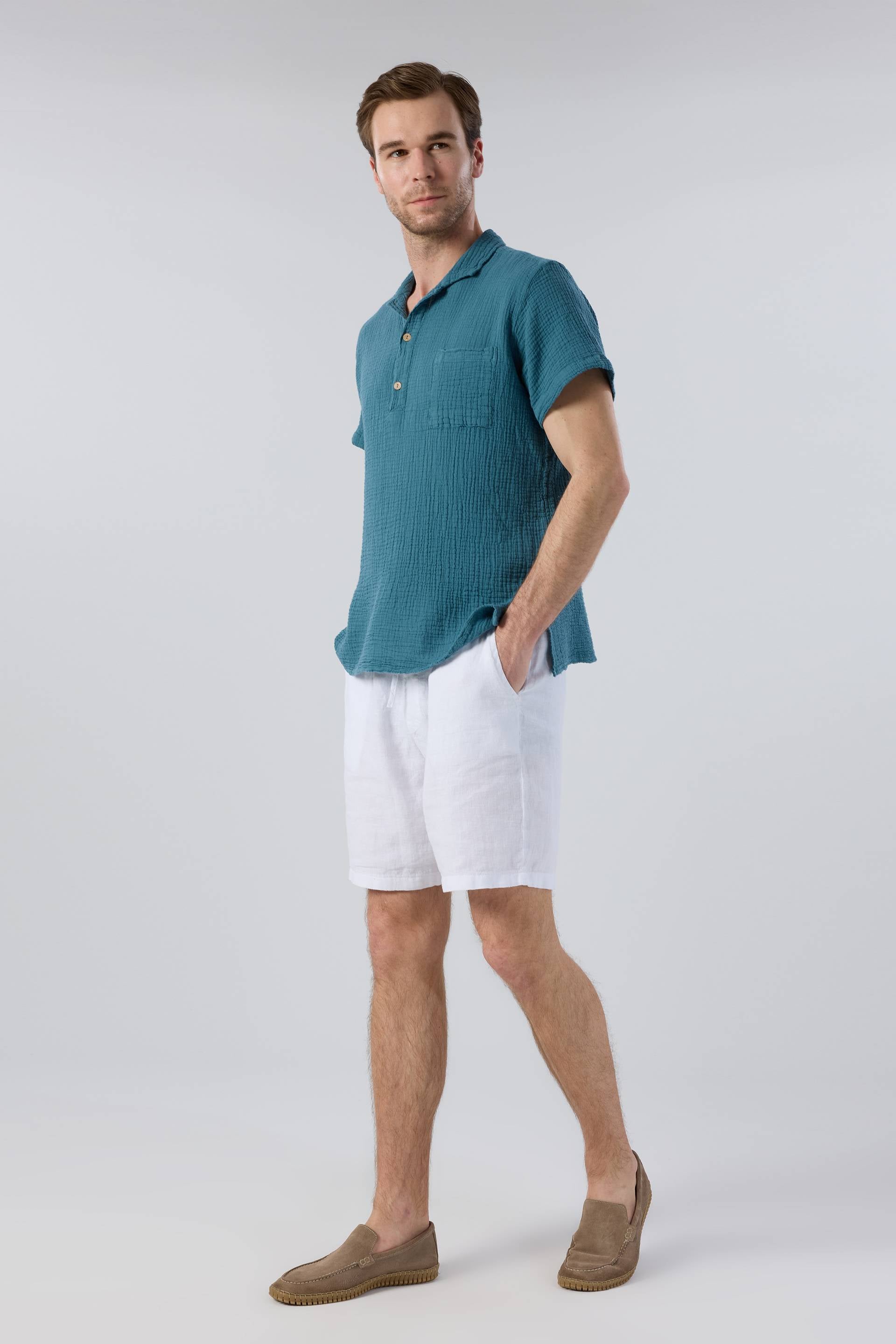 Müslin Polo Yaka Erkek Tişört #renk_Petrol