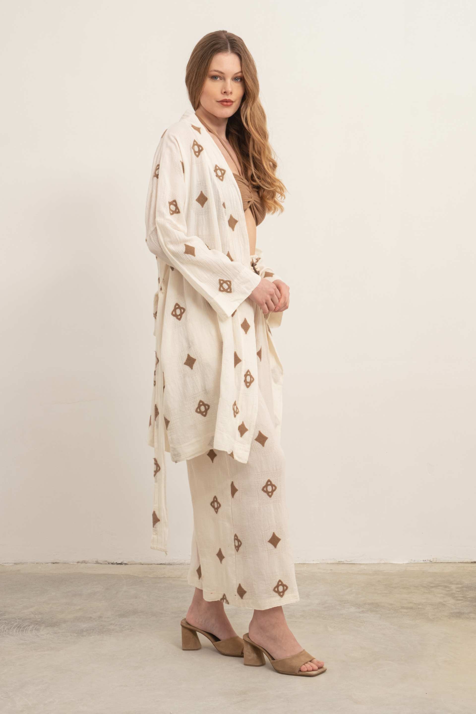 Bordürlü Kimono #renk_Kahve