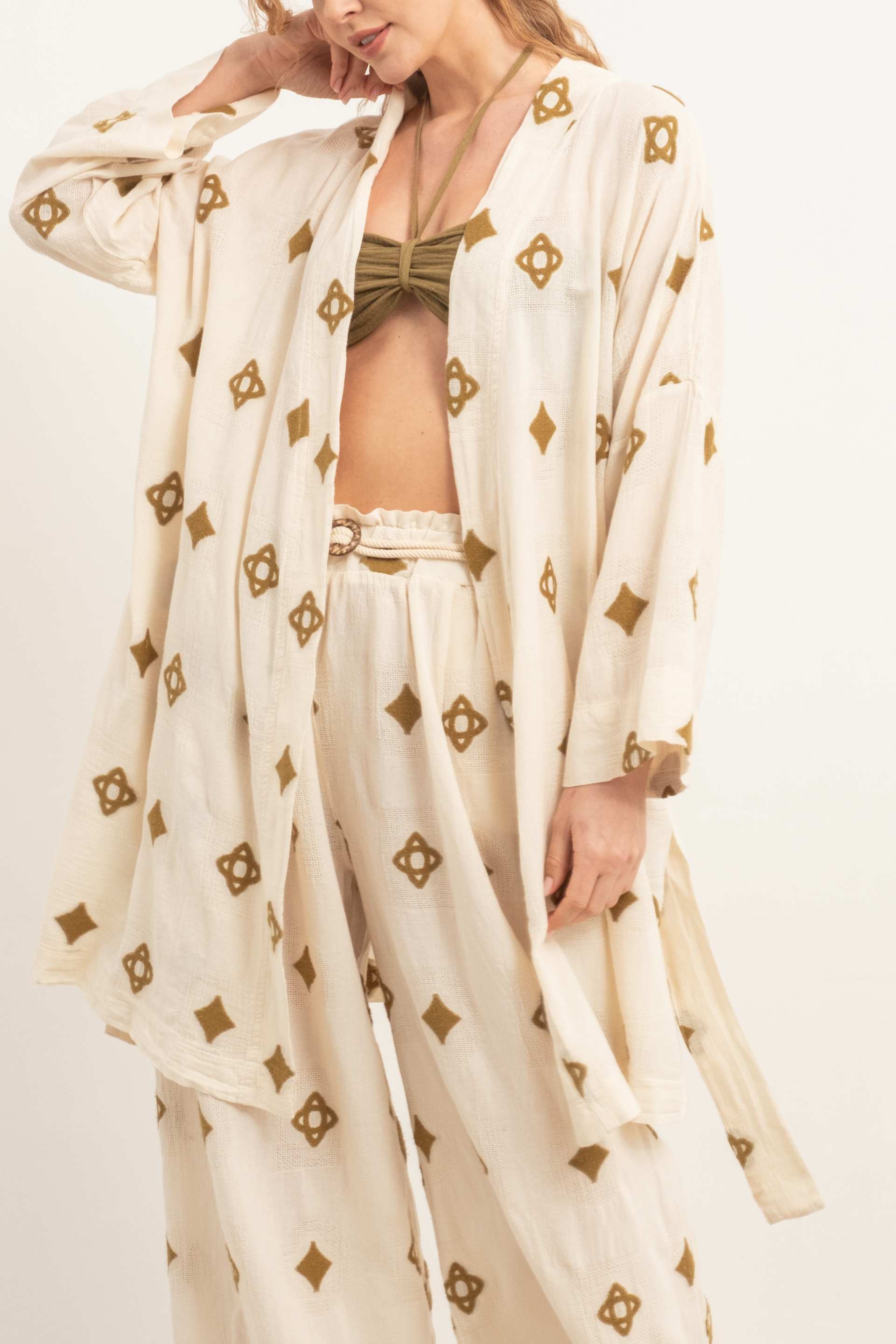 Bordürlü Kimono #renk_Haki