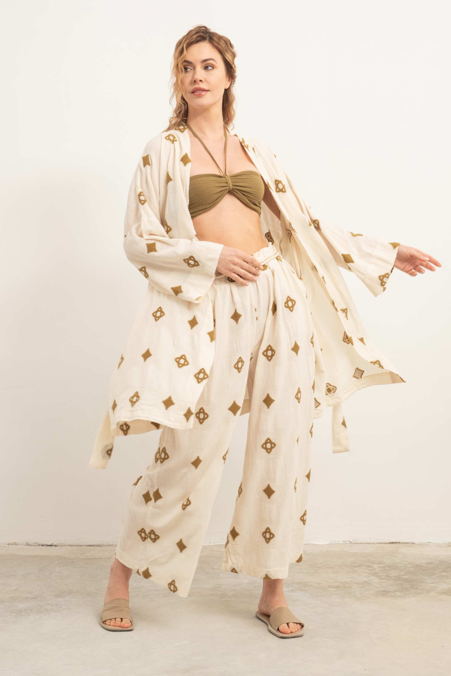 Bordürlü Kimono #renk_Haki