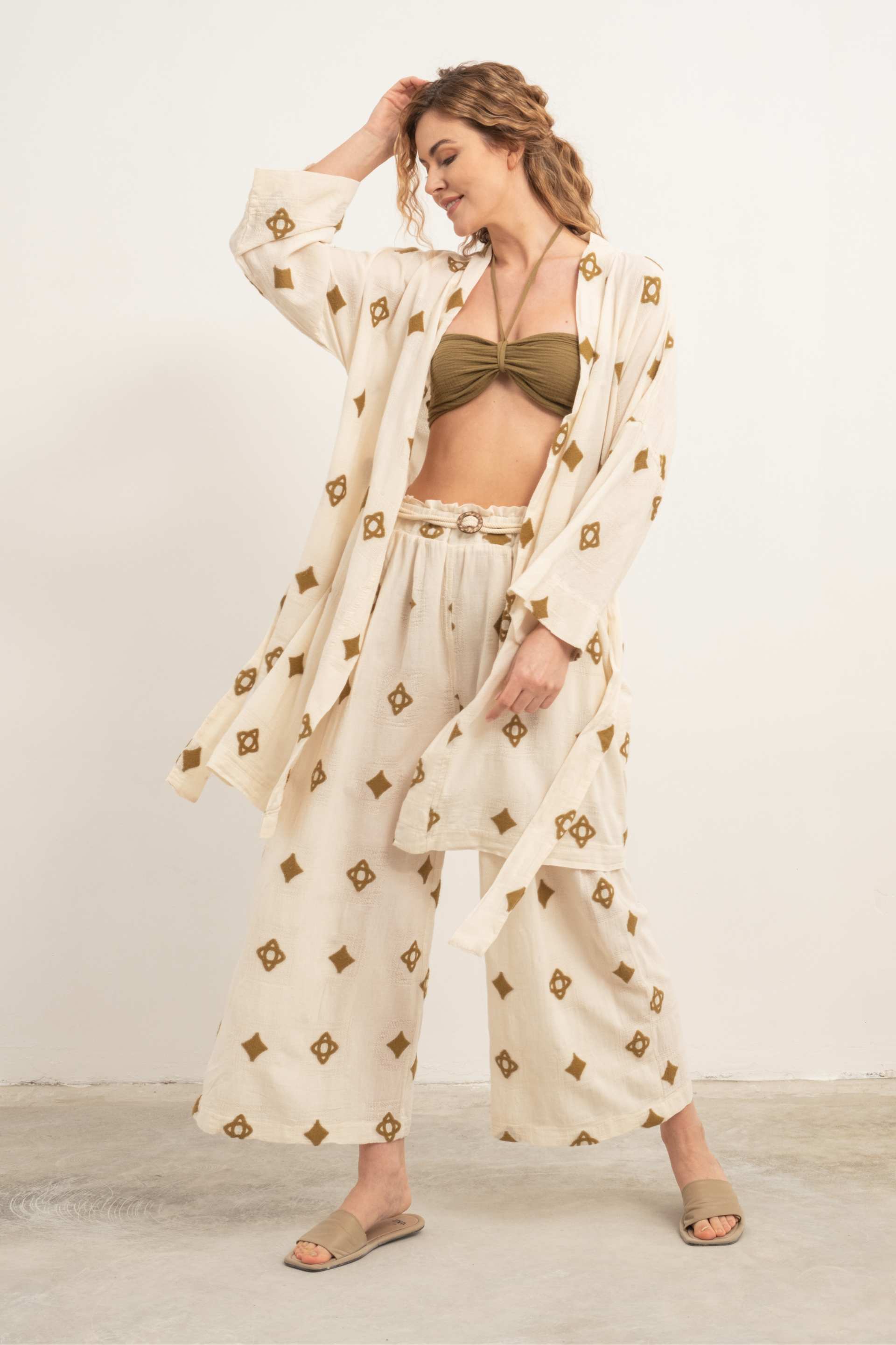 Bordürlü Kimono #renk_Haki
