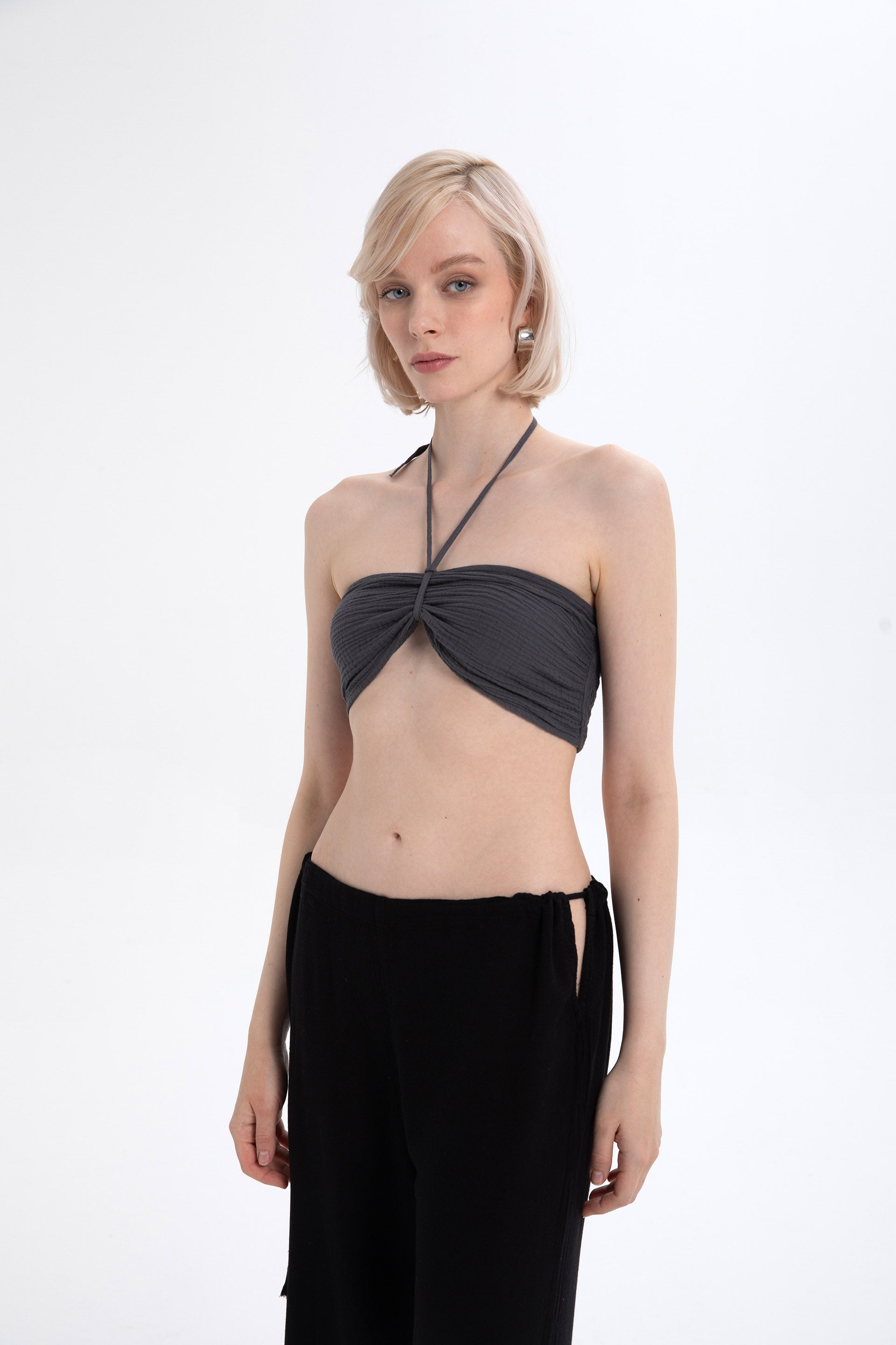Sırtı Lastikli Crop Top #renk_Antrasit