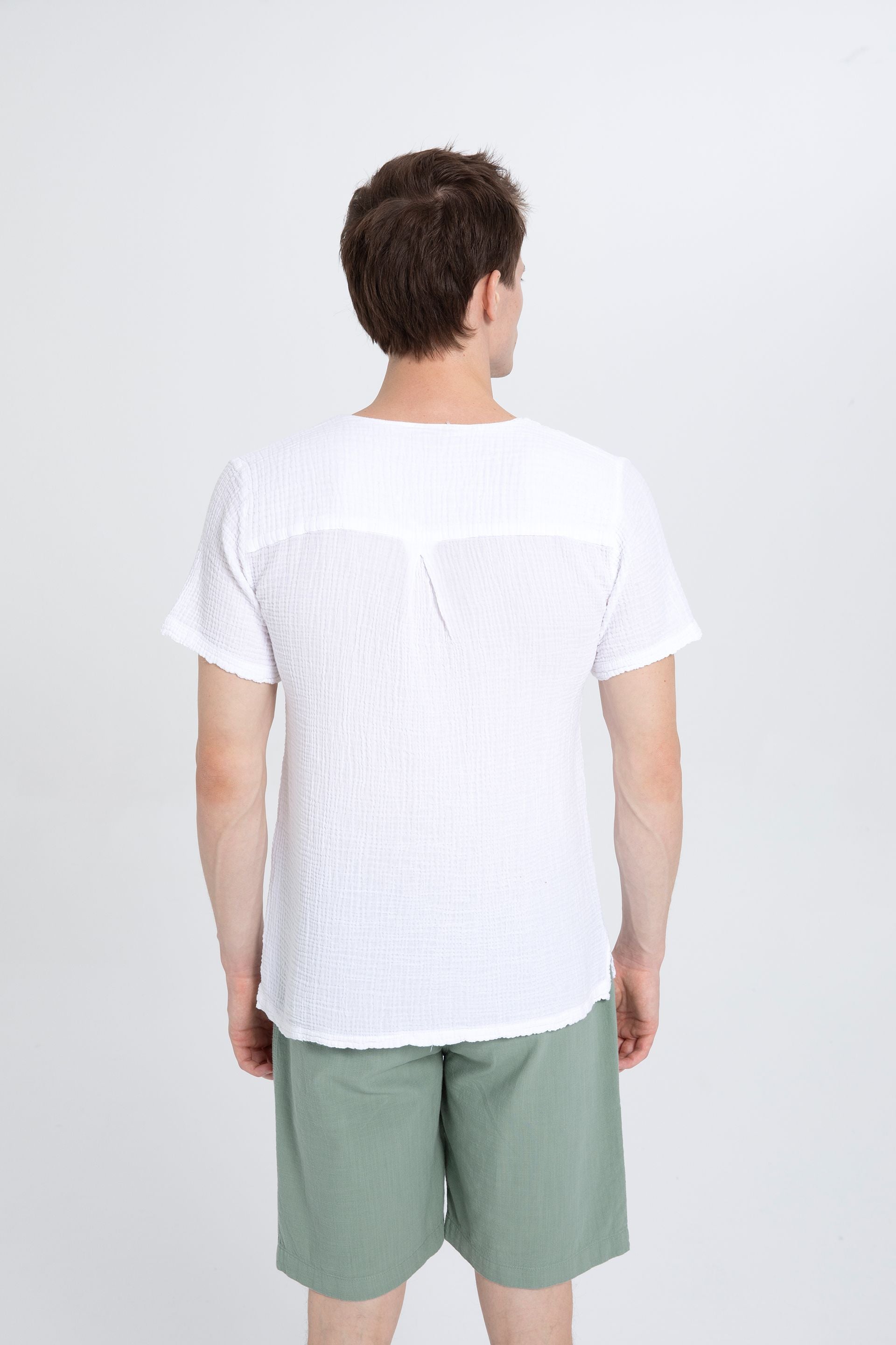 V yaka Müslin Erkek Tişört 