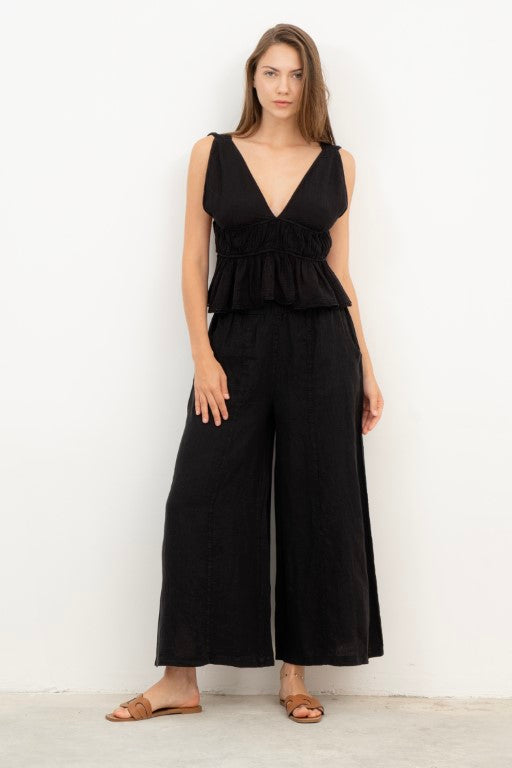 Ruffled Crop with Tie Back