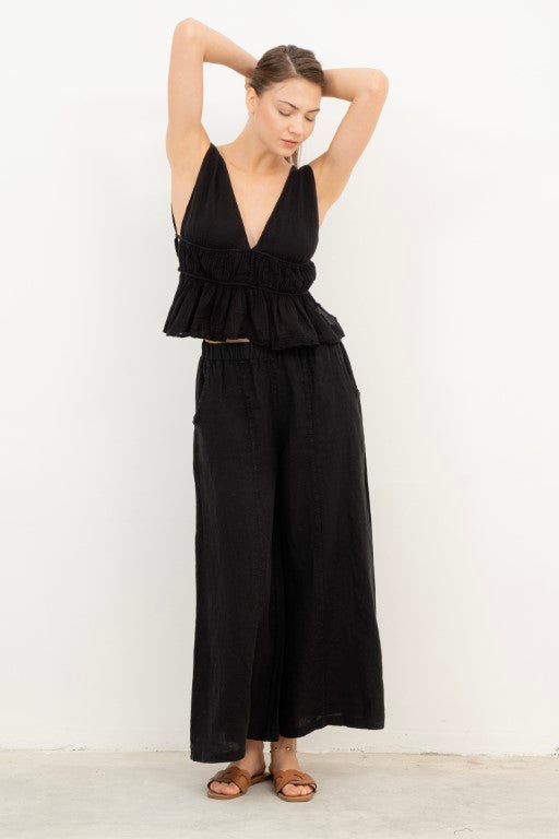 Ruffled Crop with Tie Back