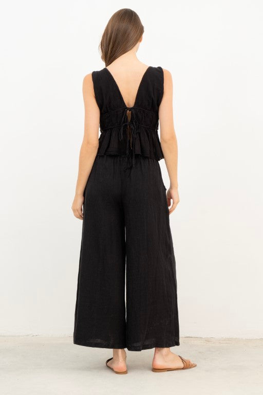 Ruffled Crop with Tie Back