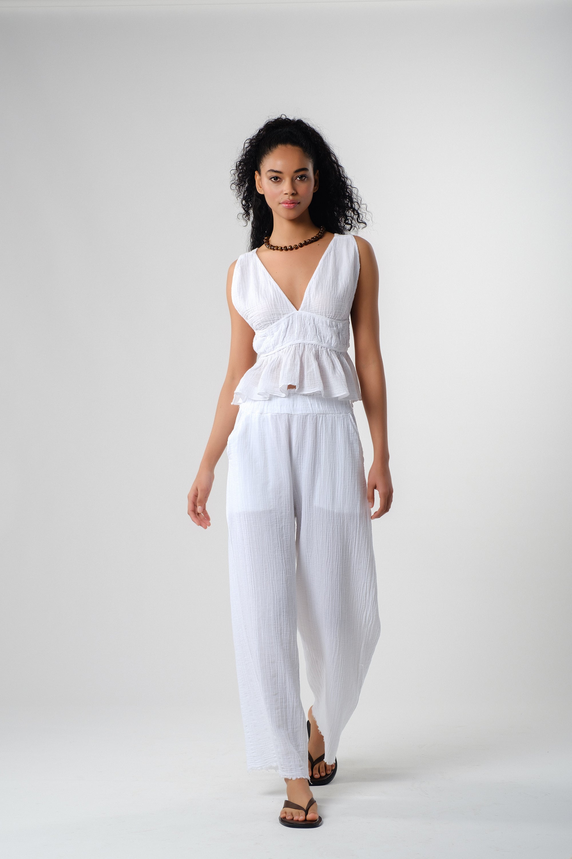 Ruffled Crop with Tie Back