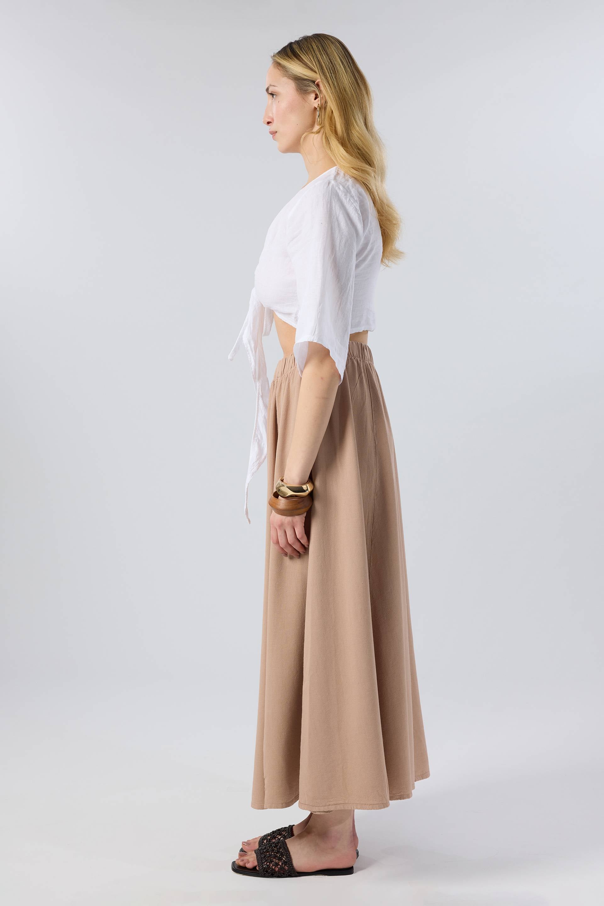 Keten Anvelop Bağlamalı Bluz / Renk #renk_Beyaz